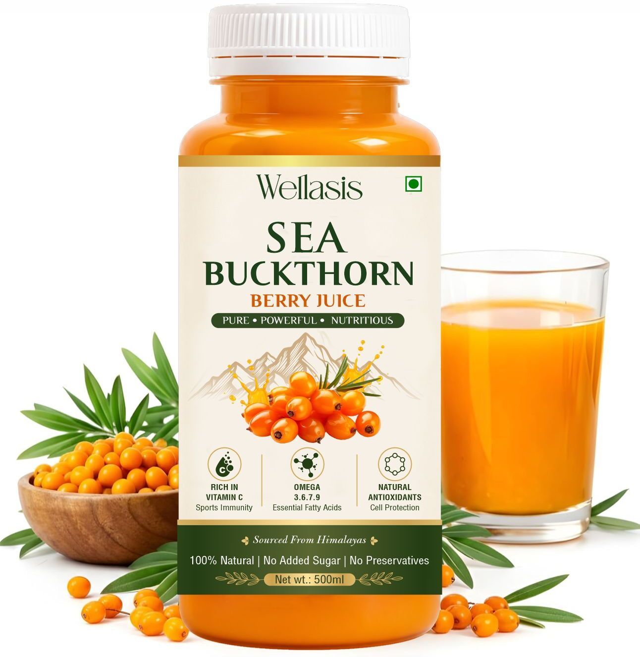 wellasis Sea Buckthorn Juice Rich in Vitamin C Immunity Support Drink For Men Women-picture-42