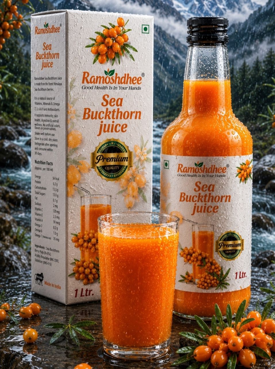 ramoshdhee Sea Buckthorn Juice, Healthy Heart Skin Multivitamin Rare Omega 3 6 7 9-picture-29