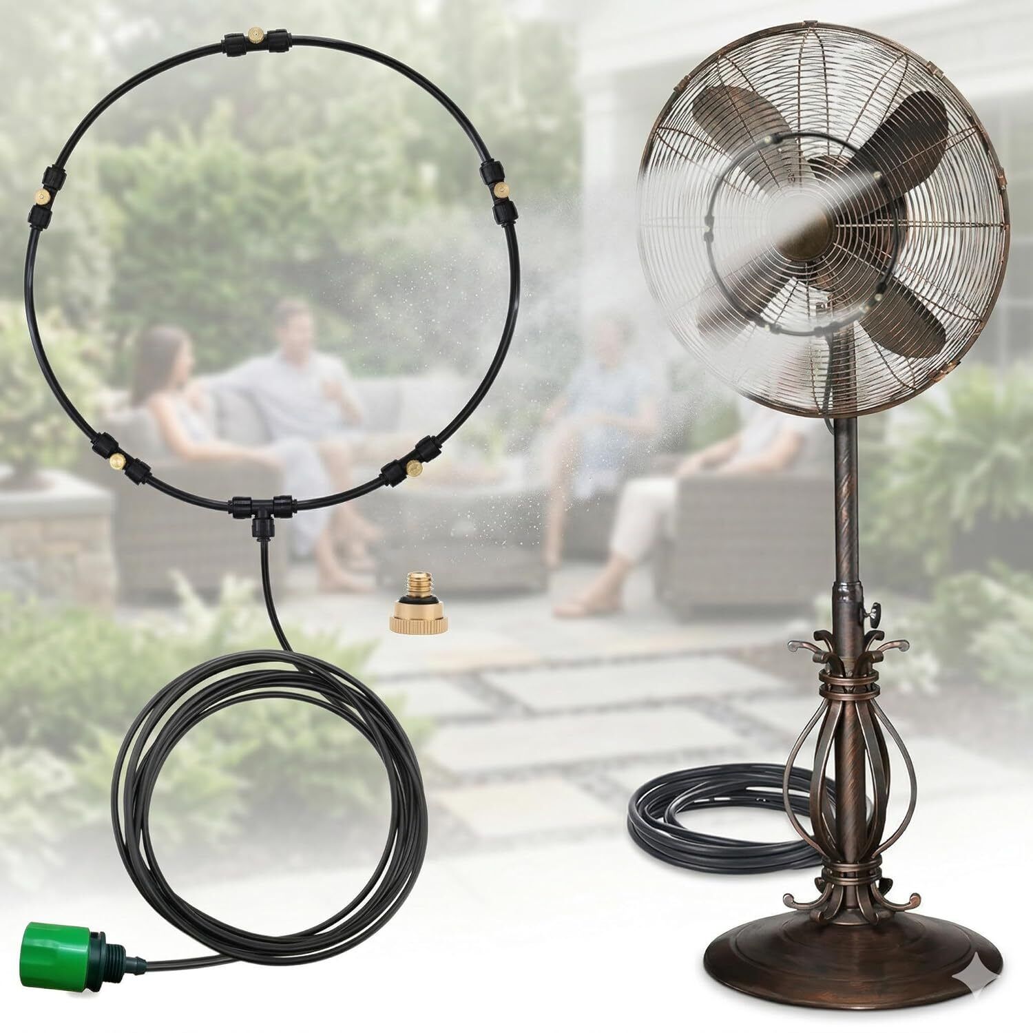 Outdoor Fan Misting Kit with 6M Line & 5 Brass Nozzles Drip Irrigation Kit-image-37