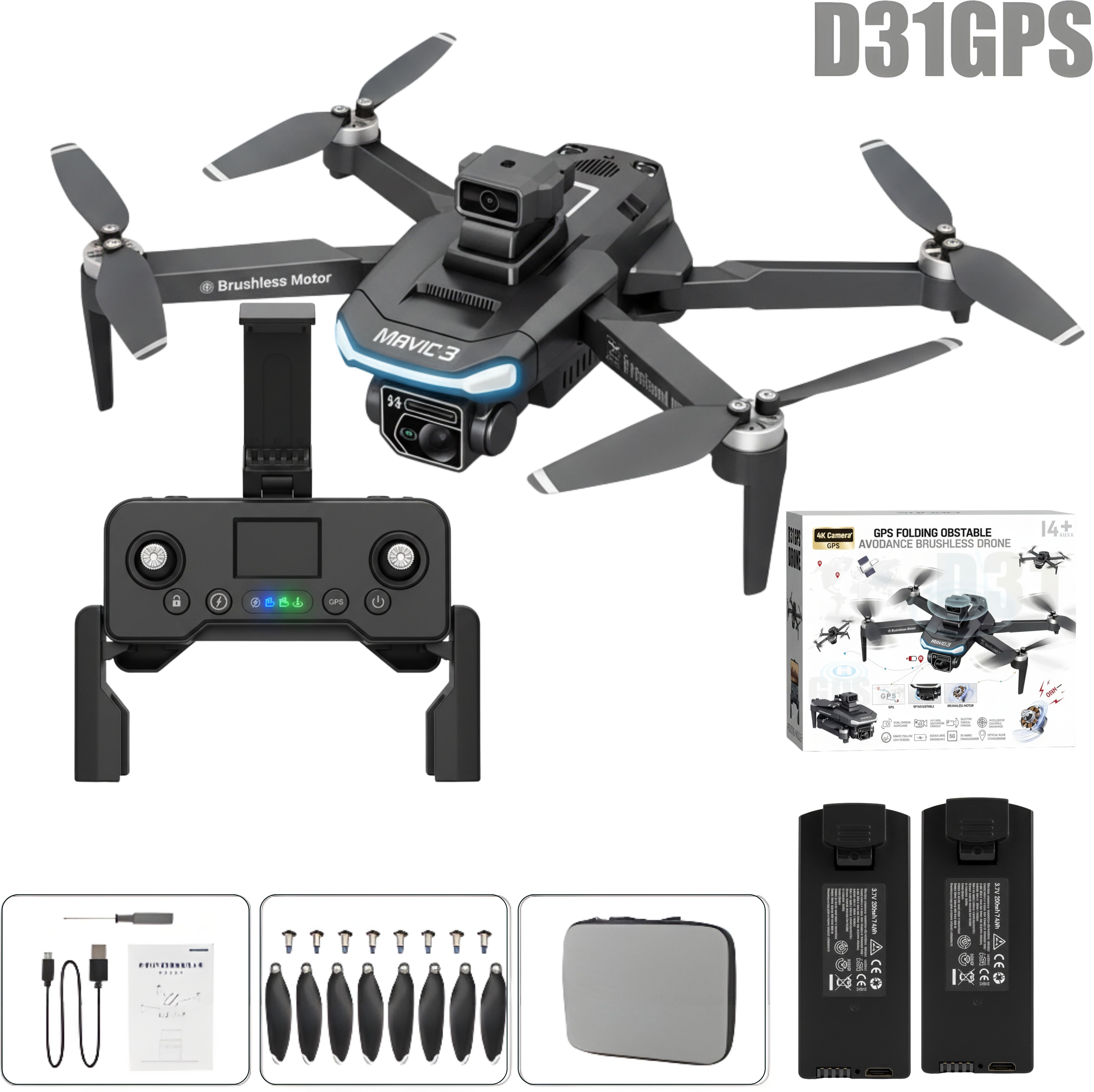 D31 GPS Drone with 4K Camera Foldable Quadcopter with FPV Live View Auto Return Drone-image-12