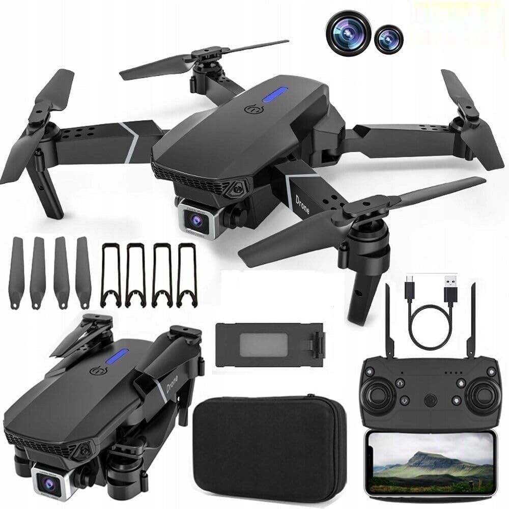 dravya impex Drone with 4k Camera Foldable 1080P HD Drone with FPV Live Video E88 Pro Drone-picture-15