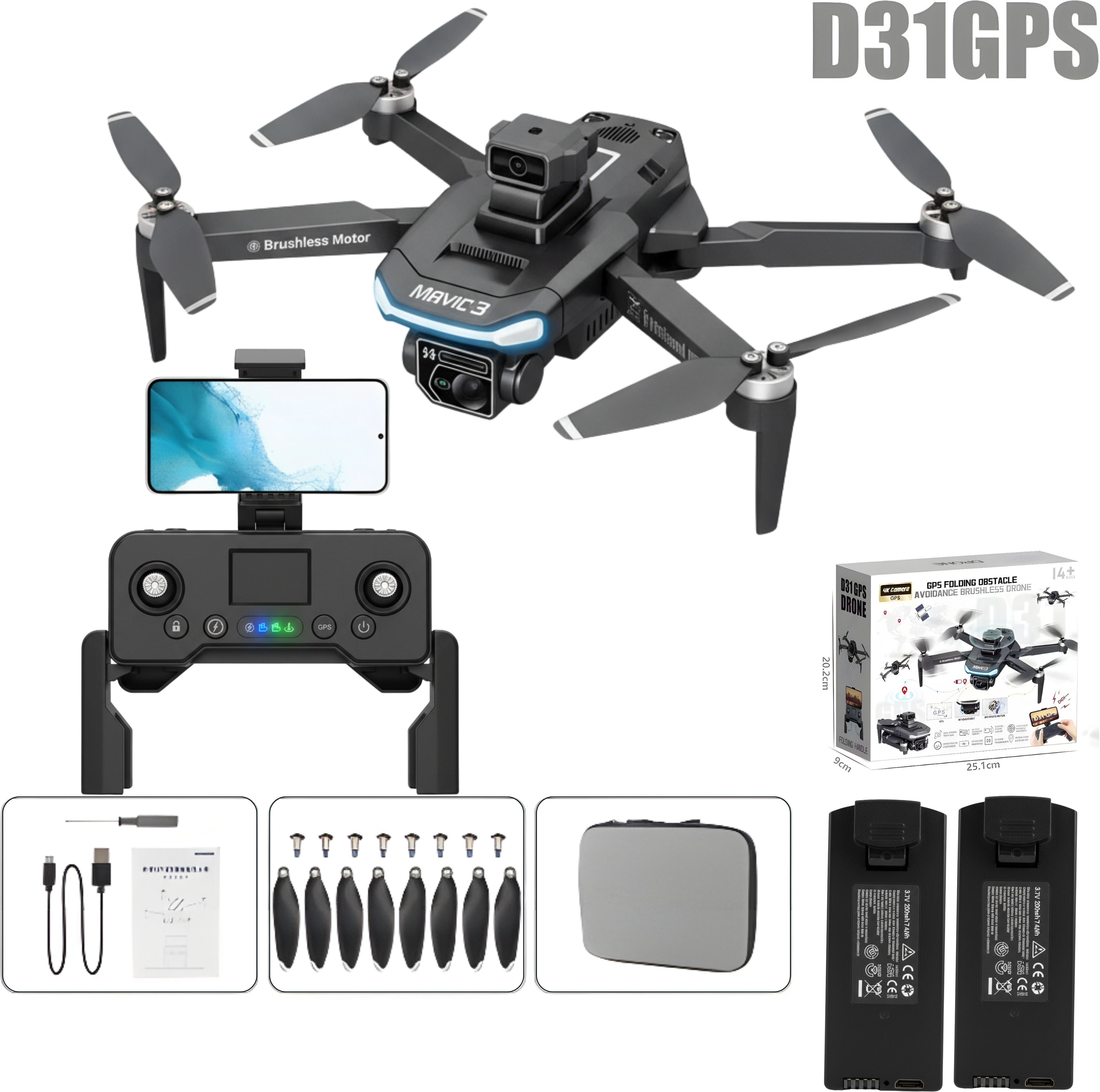 D31 GPS Drone with Brushless Motor, 4K Dual Camera & Smart Return Drone-image-0