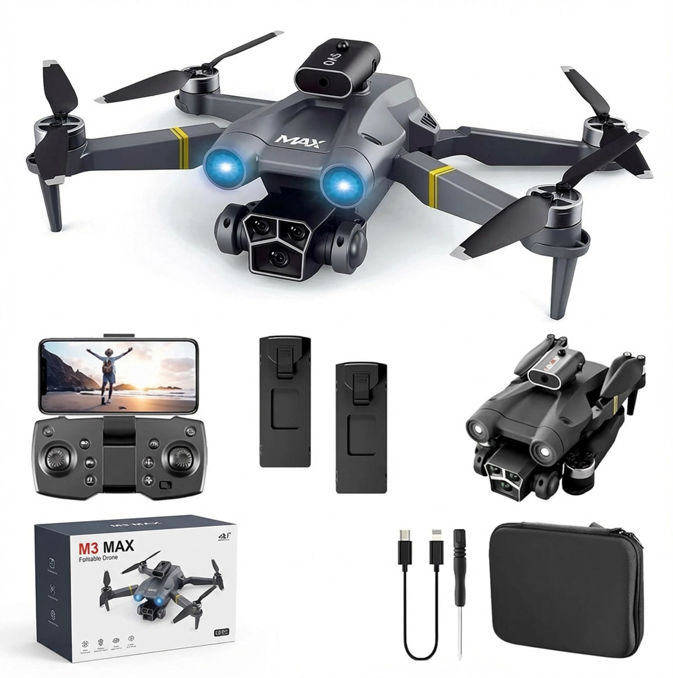 kartelio M3 MAX Drone Mini With Dual Camera Wifi FPV, Gesture Selfie,360° Flips Drone-picture-15