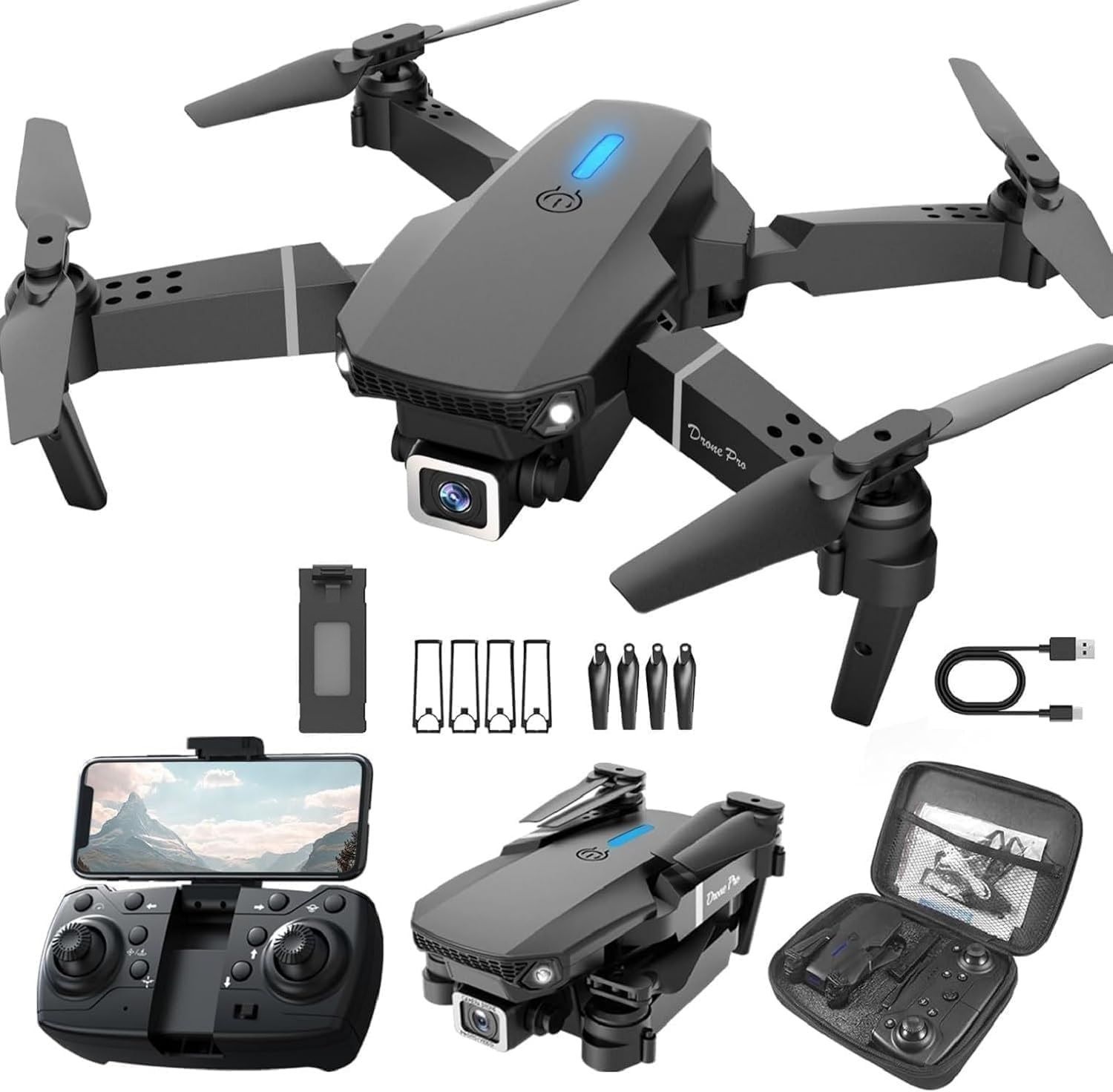 4k dual camera mini drone E88 Pro Foldable WiFi with Position Locking Drone Drone-image-43