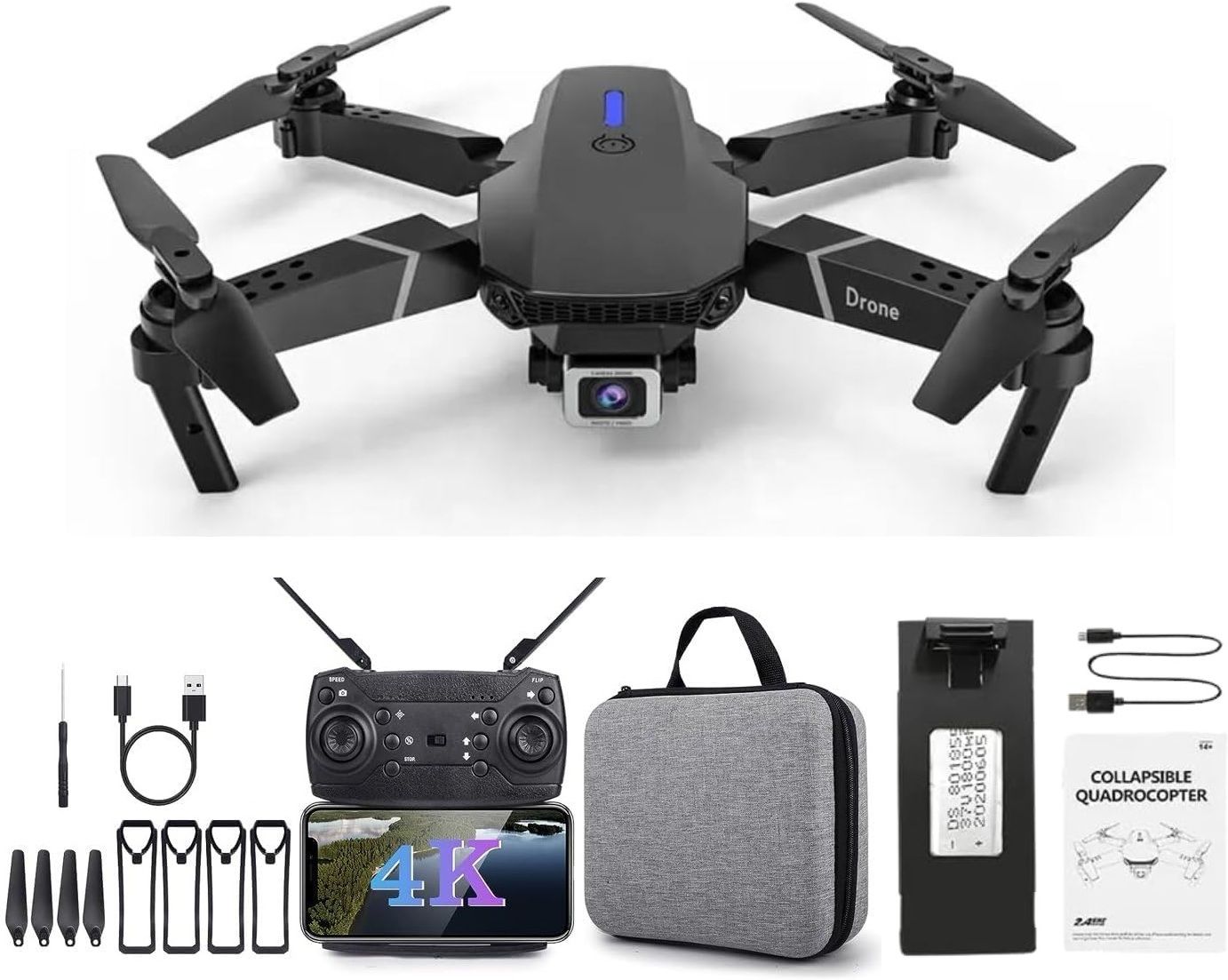 Drone with 4k Camera Foldable 1080P HD with FPV Live Video, Gestures Selfie Drone-image-6