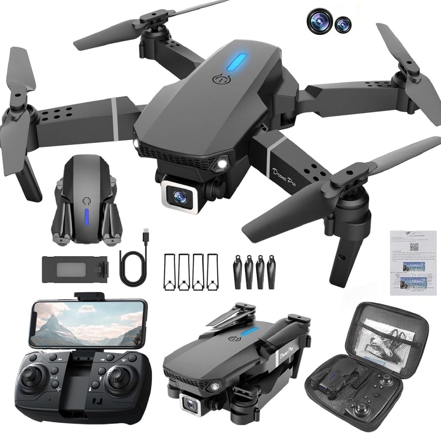4k Camera Foldable 1080P HD with FPV Live Video Drone