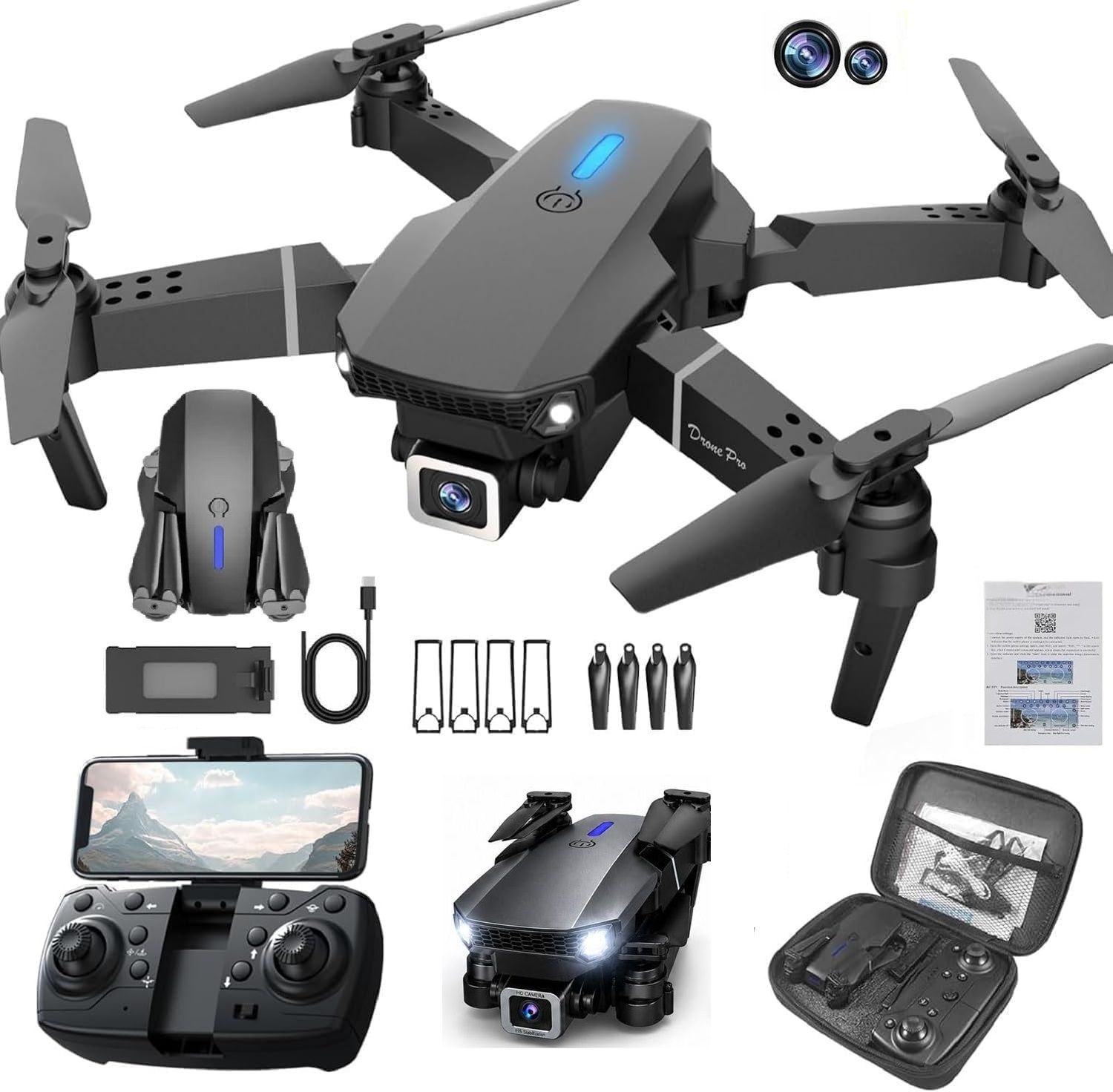 4K-RC Dual Camera Drone GPS Trajectory Flight Long Battery Life-WIFI-E88PRO Drone-image-25