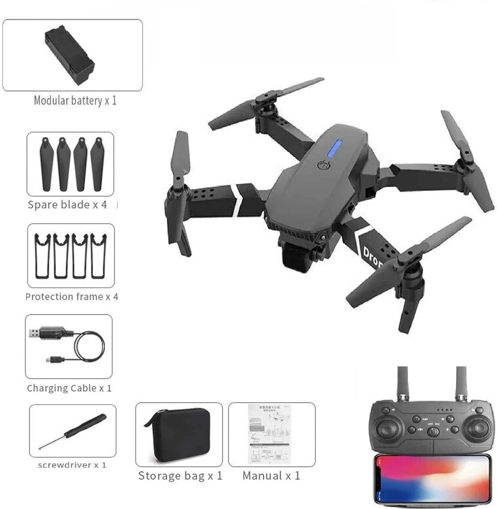 dhruvyatik E88 Pro Mini Foldable 4K Drone with Dual Camera Setup Drone-picture-12