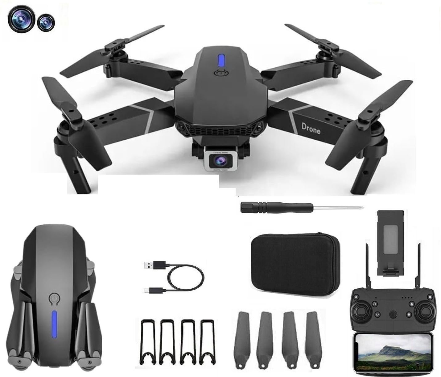 entinostik E88 Pro WIFI FPV Drone with Wide Angle HD 4K Single Camera Height Hold RC Drone-picture-22