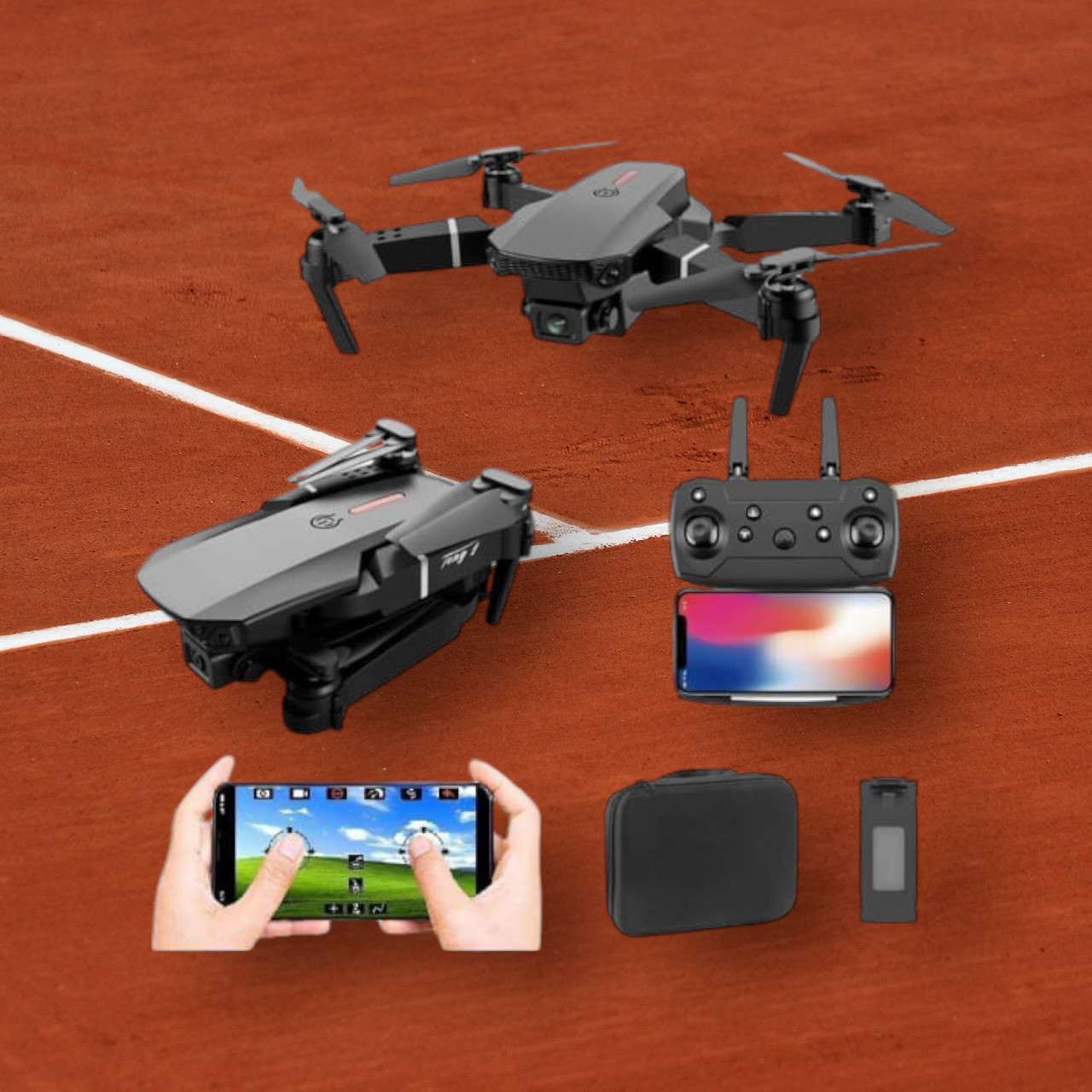 swa mi E88 Camera dronremot Control Quadcopter 360 Flip Stunt WiFi Wings 2 Batteries_18 Drone image 1
