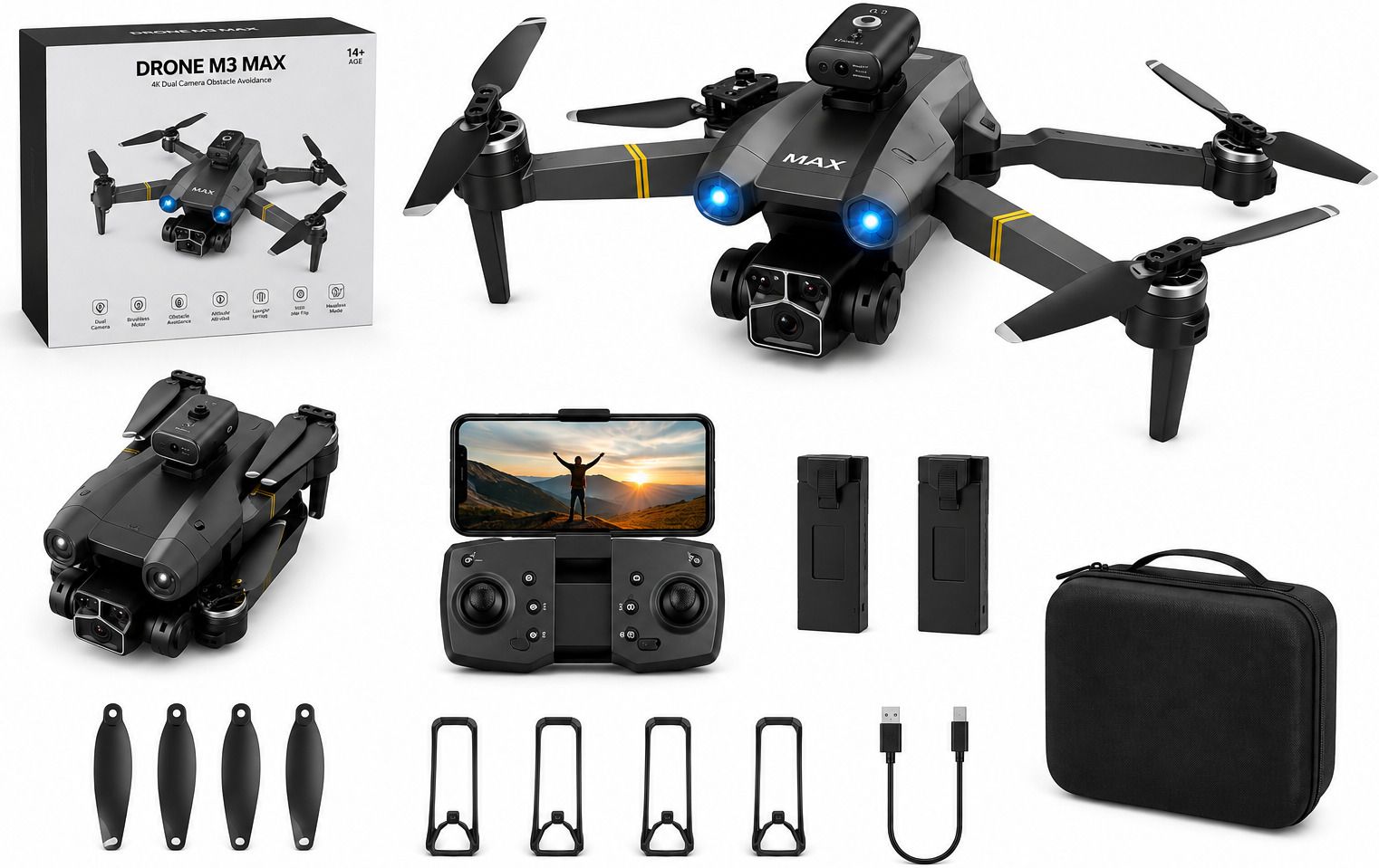 dj traders M3 Max–4K Dual Camera,Foldable Quadcopter with WiFi FPV & Long Flight Time Drone Drone-picture-31