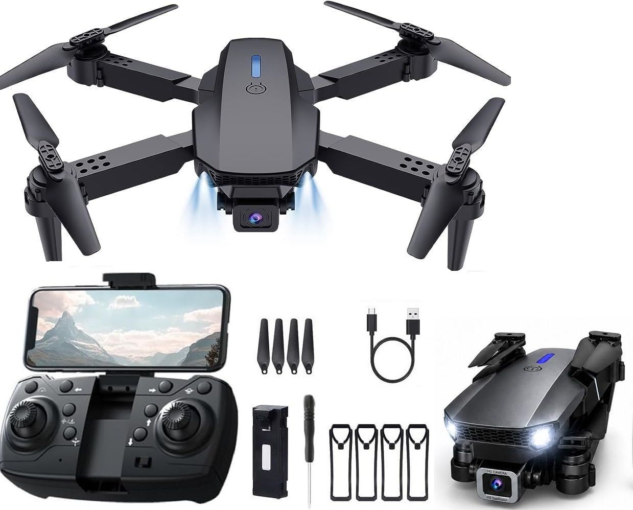 dravya willa 4. E88 Pro Drone with 4K HD Dual Cameras, Foldable Quadcopter Drone-picture-18