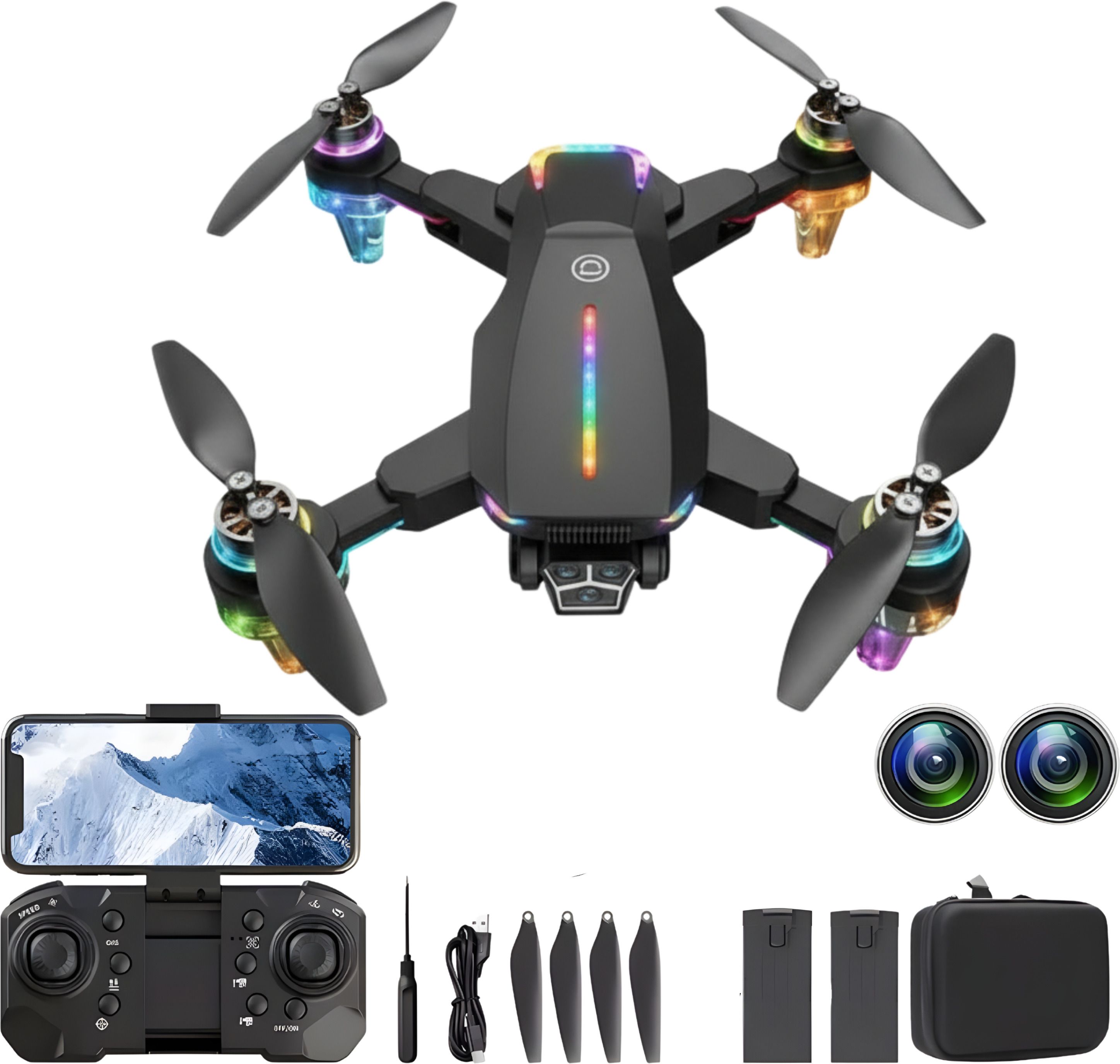 P7 MAX Foldable Dual Camera Drone with RGB Lights, FPV & Extended Flight Drone-image-36