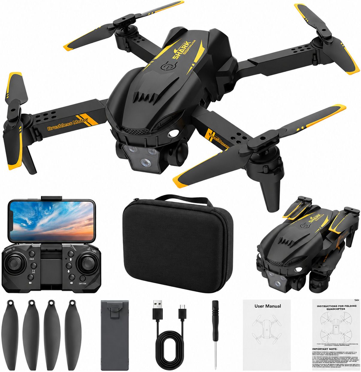 S6 Pro HD Dual Camera Foldable Drone with Optical Flow & Rechargeable Battery Drone-image-2