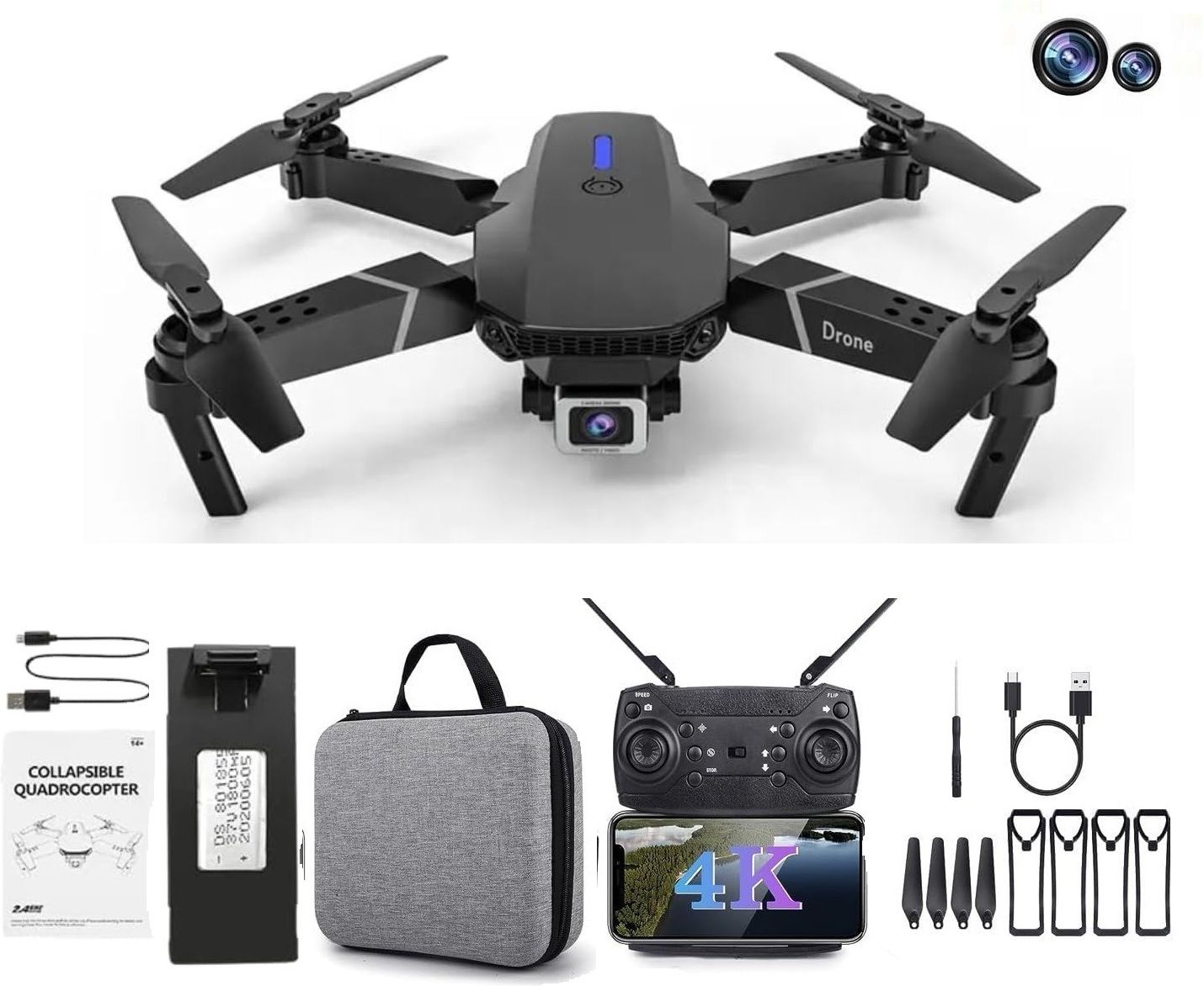 GPS Drone upto 4k HD Camera One Key Start Emergency Stop Headles mode Drone-image-39