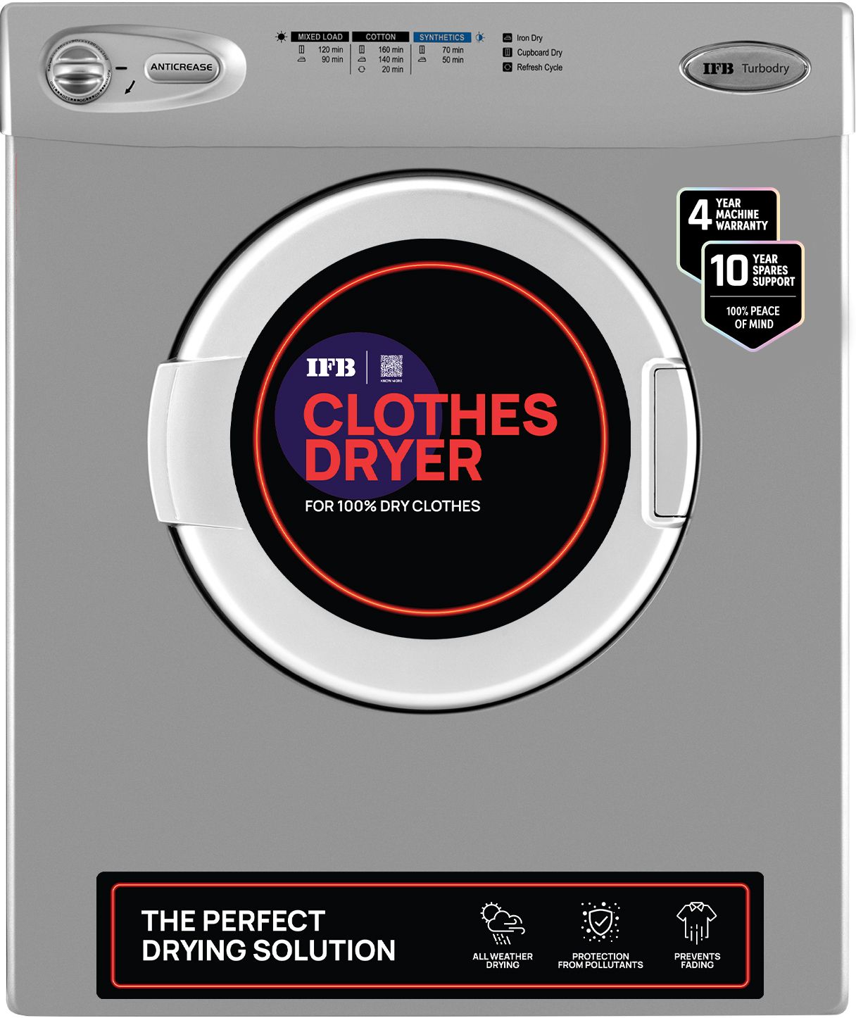 ifb 5.5 Kg with 99.9% Dry Clothes Dryer with In-built Heater Silver-picture-11