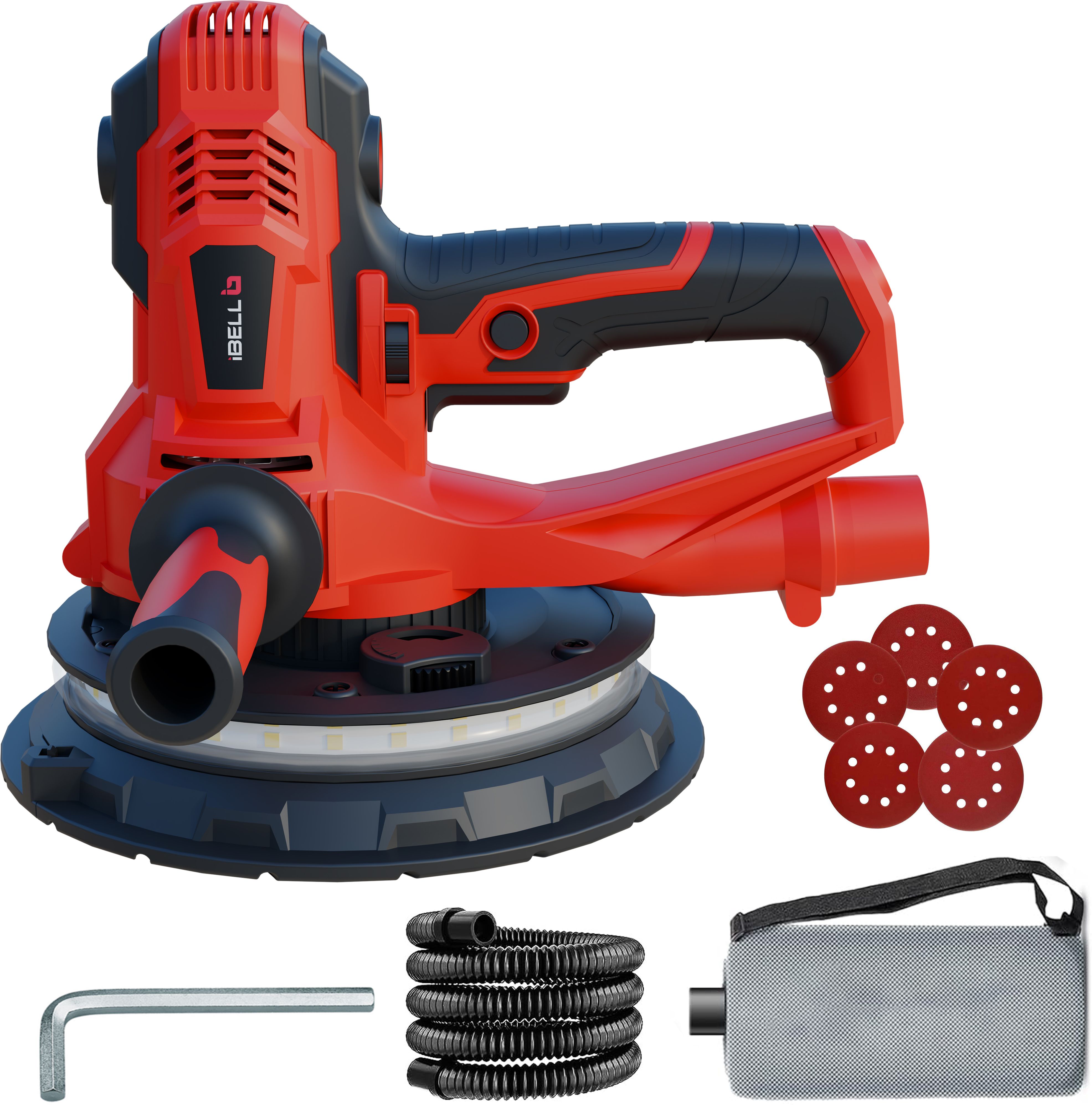 ibell IBL DS80-90 Dry Wall Sander 800W, Variable Speed, LED Light & 8-Hole Vacuum Support 7 inch Random Orbital Sander-picture-23