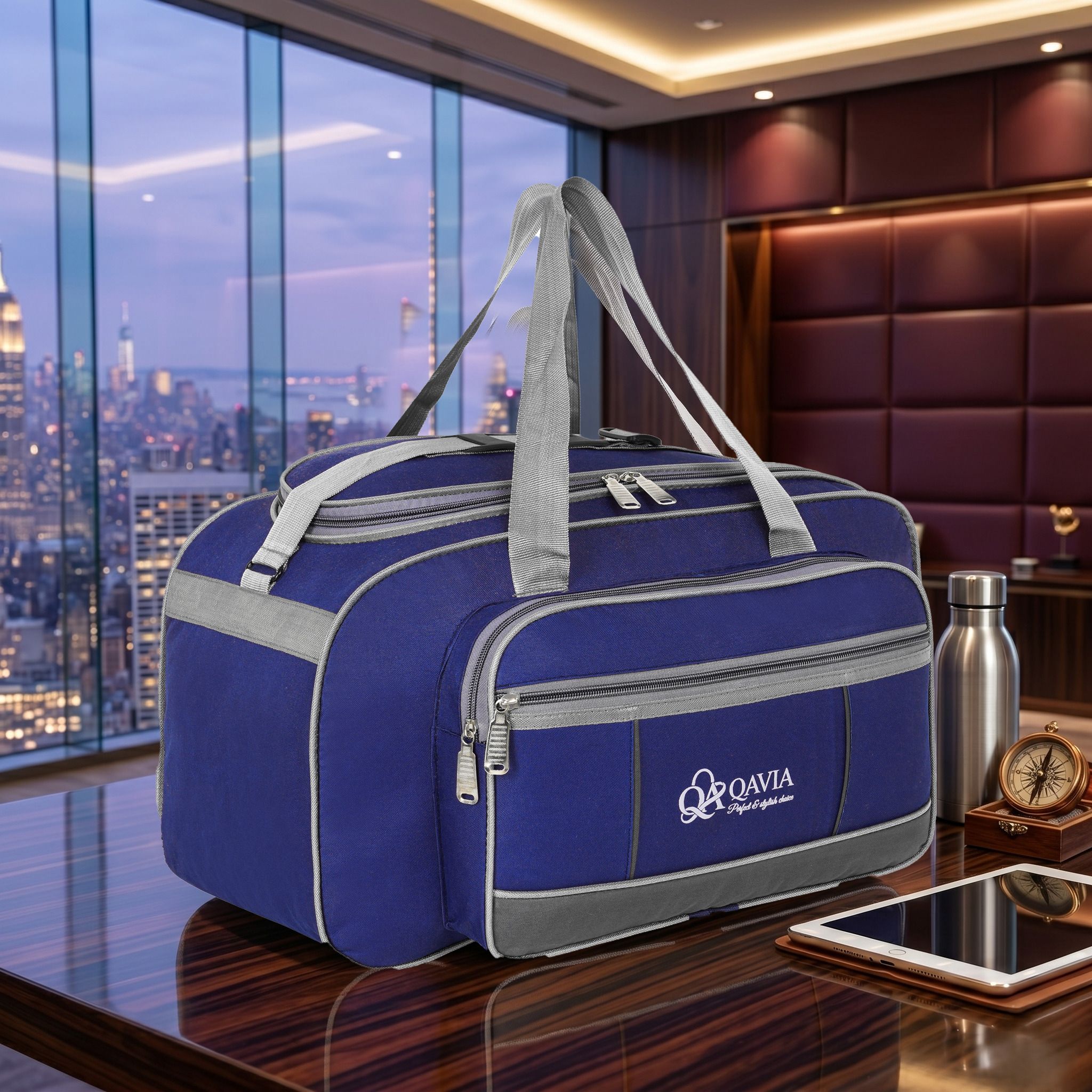 50 L Hand Duffel Bag - Stylish Luggage bag Travel Duffle Bag with Hidden Pocket - Blue, Grey - Large Capacity-image-36