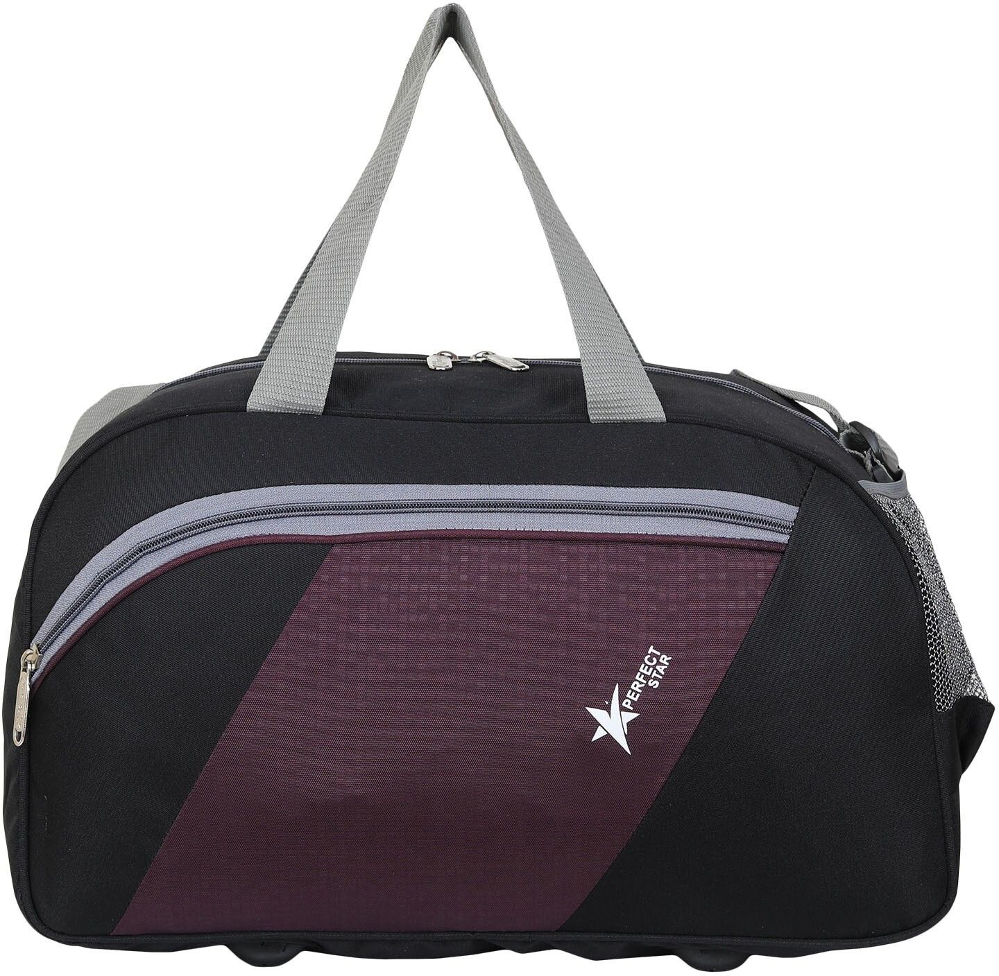 45 L Gym Duffel Bag - perfect star luggage duffle light weight high quality Branded Small Travel Duffel Luggage Bag -grey orange -45L hand duffle bag front side pocket new stylish duffle bag large capacity - Maroon-image-6