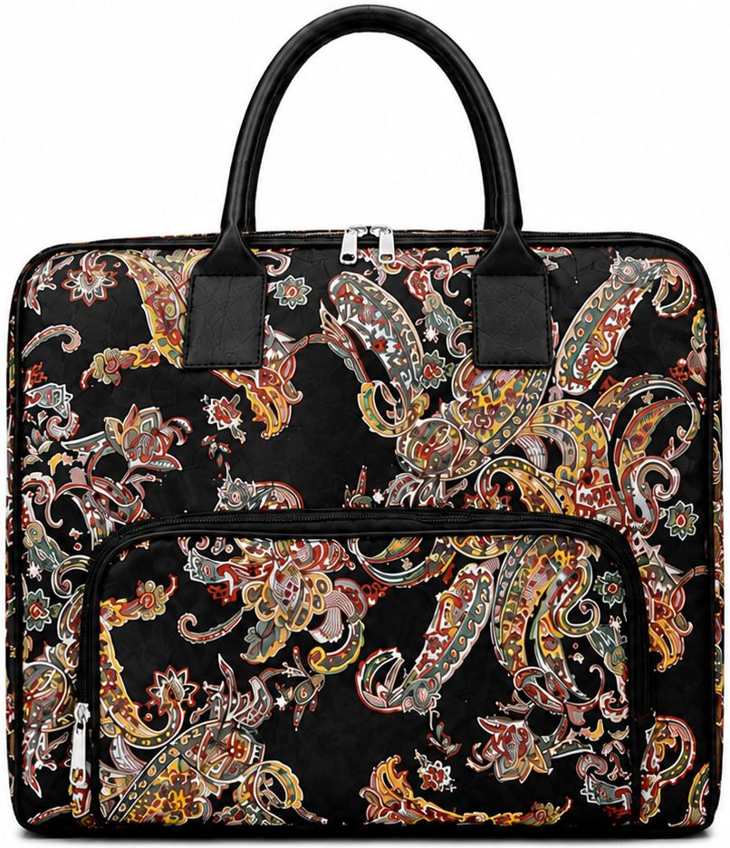 5 L Hand Duffel Bag - Black Paisley Print Travel Duffel Bag for Women & Men - Black, Multicolor - Regular Capacity-image-21