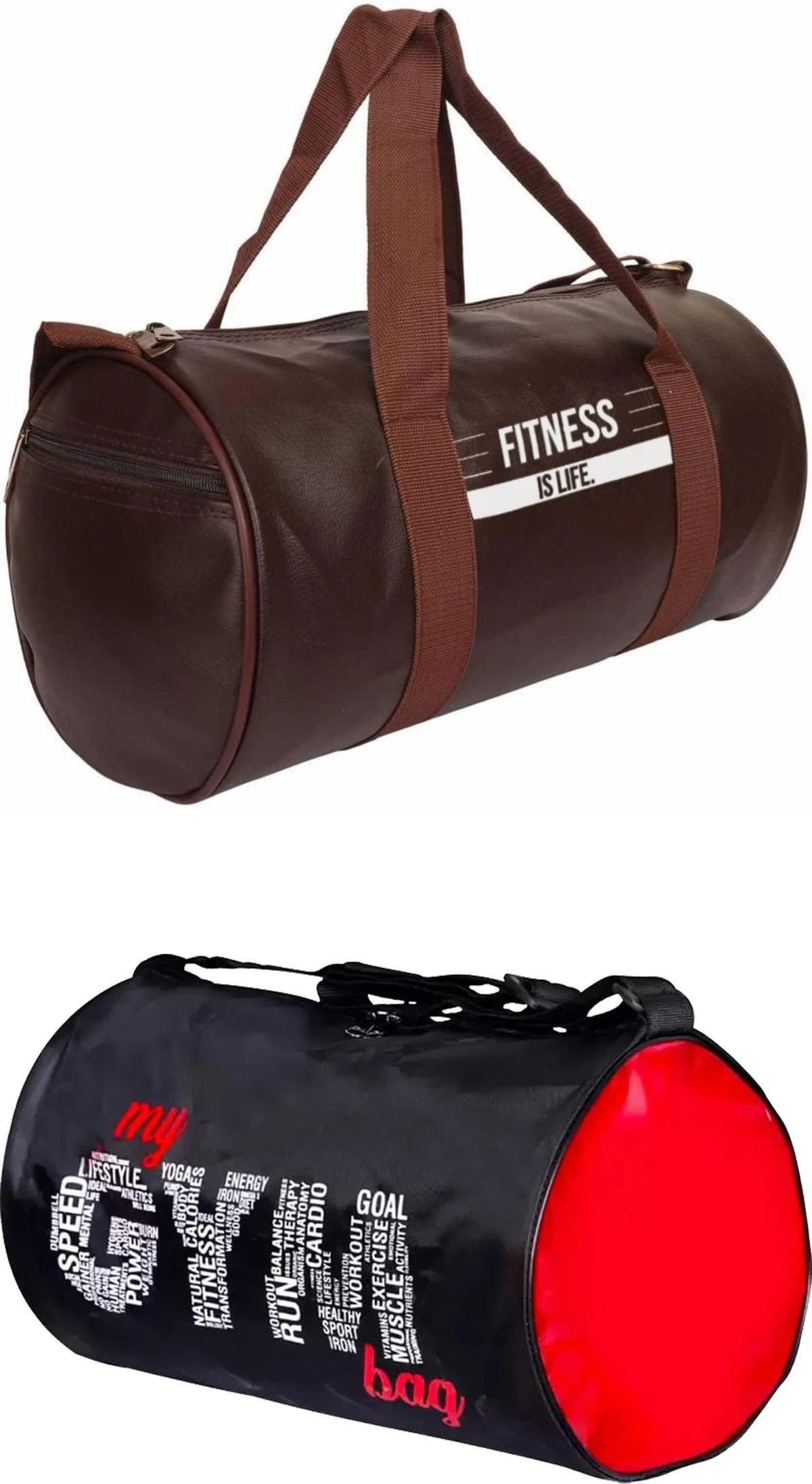 20 L Gym Duffel Bag - 20L Leather Gym Duffle Bag for Men & Women | Adjustable Shoulder Gym Bag - Brown, Red-image-1