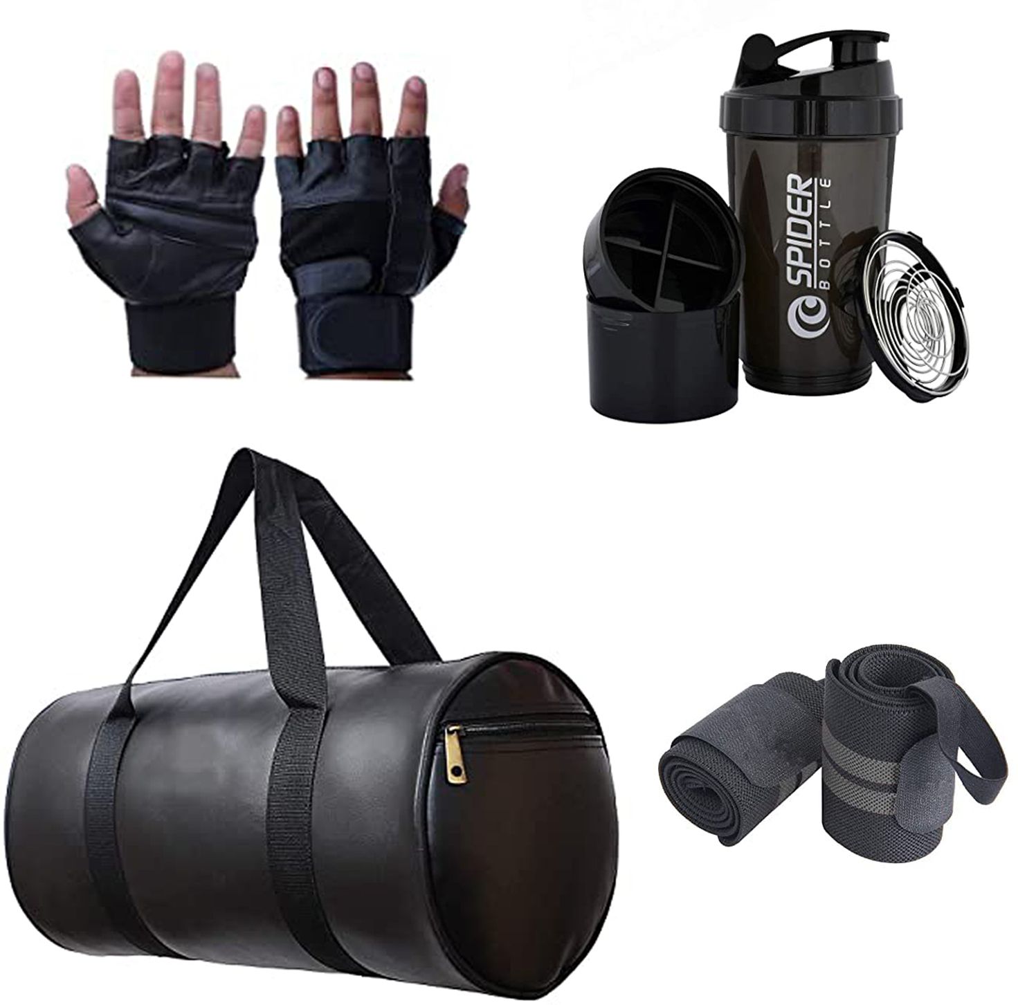 10 L Gym Duffel Bag - Combo Set of Gym Bag with Gym Glove with Wrist Band and spider shaker Bottle - Multicolor-image-18