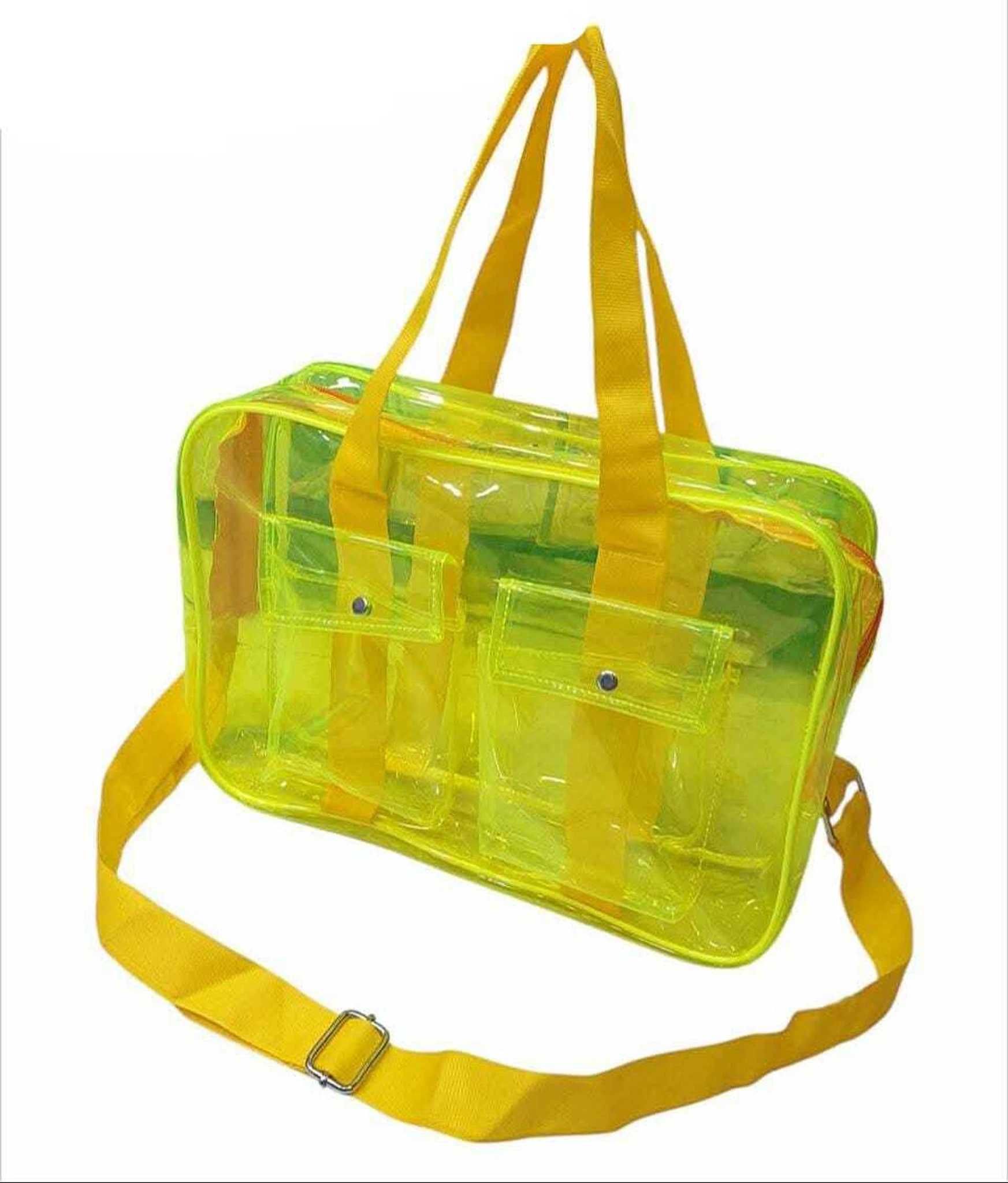 glimpse 3 L Hand Duffel Bag - TRANSPARENT DOUBLE FRONT POCKET NEON YELLOW - Black - Regular Capacity-picture-17