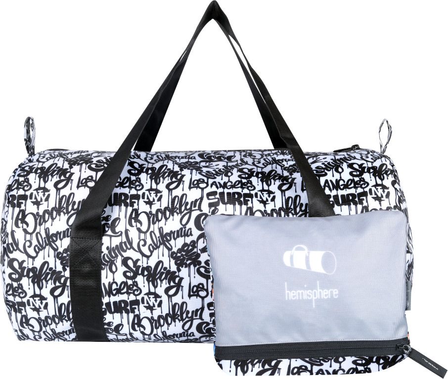 10 L Hand Duffel Bag - FOLDABLE DUFFEL BAG - Black, White - Regular Capacity-image-1