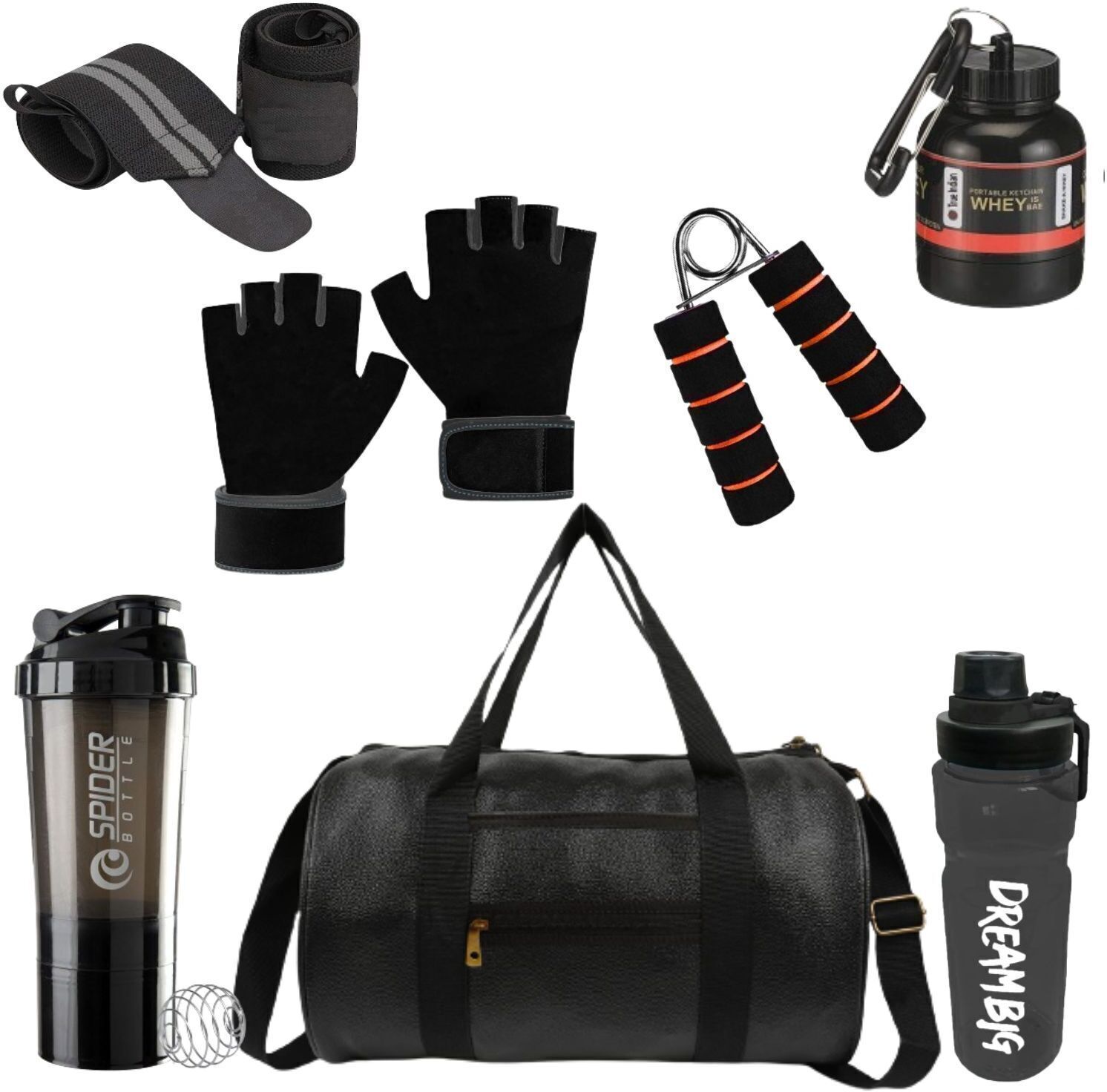 cool indians 20 L Gym Duffel Bag - (2024 New) Gym Bag Combo Gym Accessories Combo Set for Men and Women (Pack of 7) - Black-picture-26