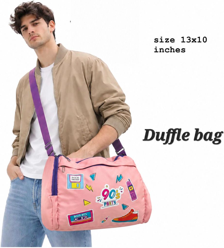 5 L Hand Duffel Bag - DUFFEL BAG WITH PATCHES FOR KIDS AND YOUNGSTERS - Peach - Regular Capacity-image-47