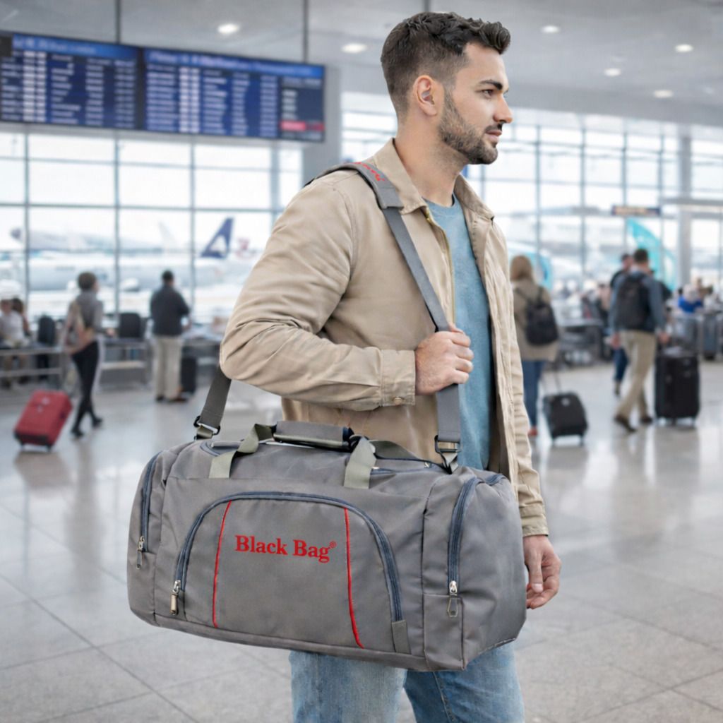 65 L Hand Duffel Bag - Grey 22×12 Inch Water Resistance Heavy Long Travel Luggage Bag for Men/Women - Grey - Large Capacity-image-28