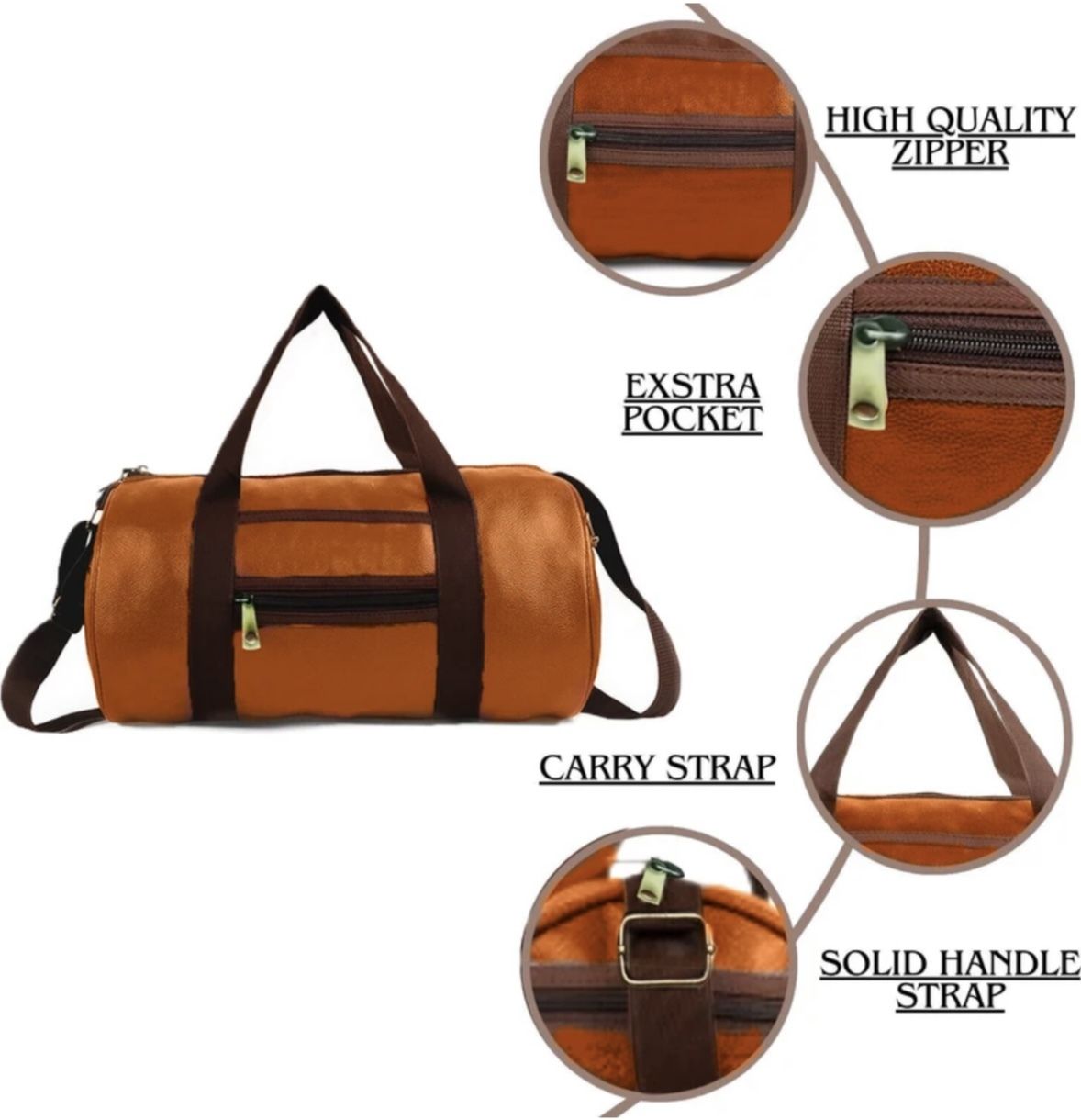 20 L Gym Duffel Bag - Premium Leatherite Travel & Gym Duffle Bag - Gold-image-16