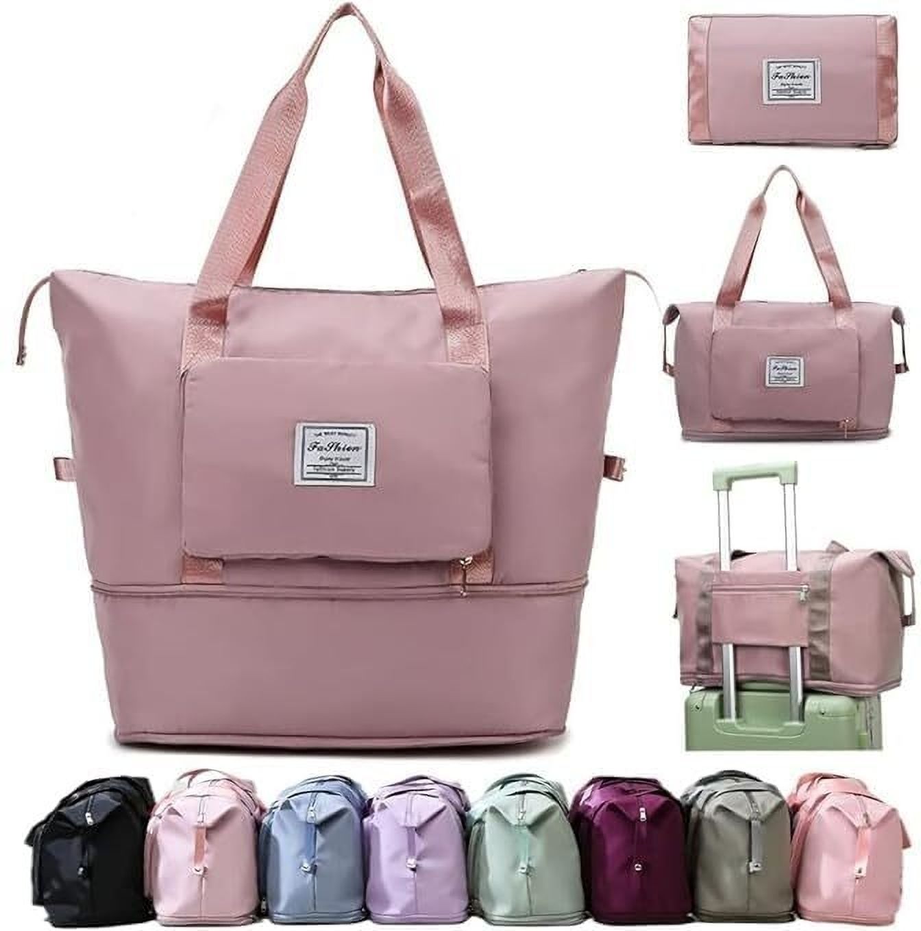 50 L Gym Duffel Bag - 50 Liter Expandable Travel Bags for Women, Duffle Bags for Women Luggage - Pink