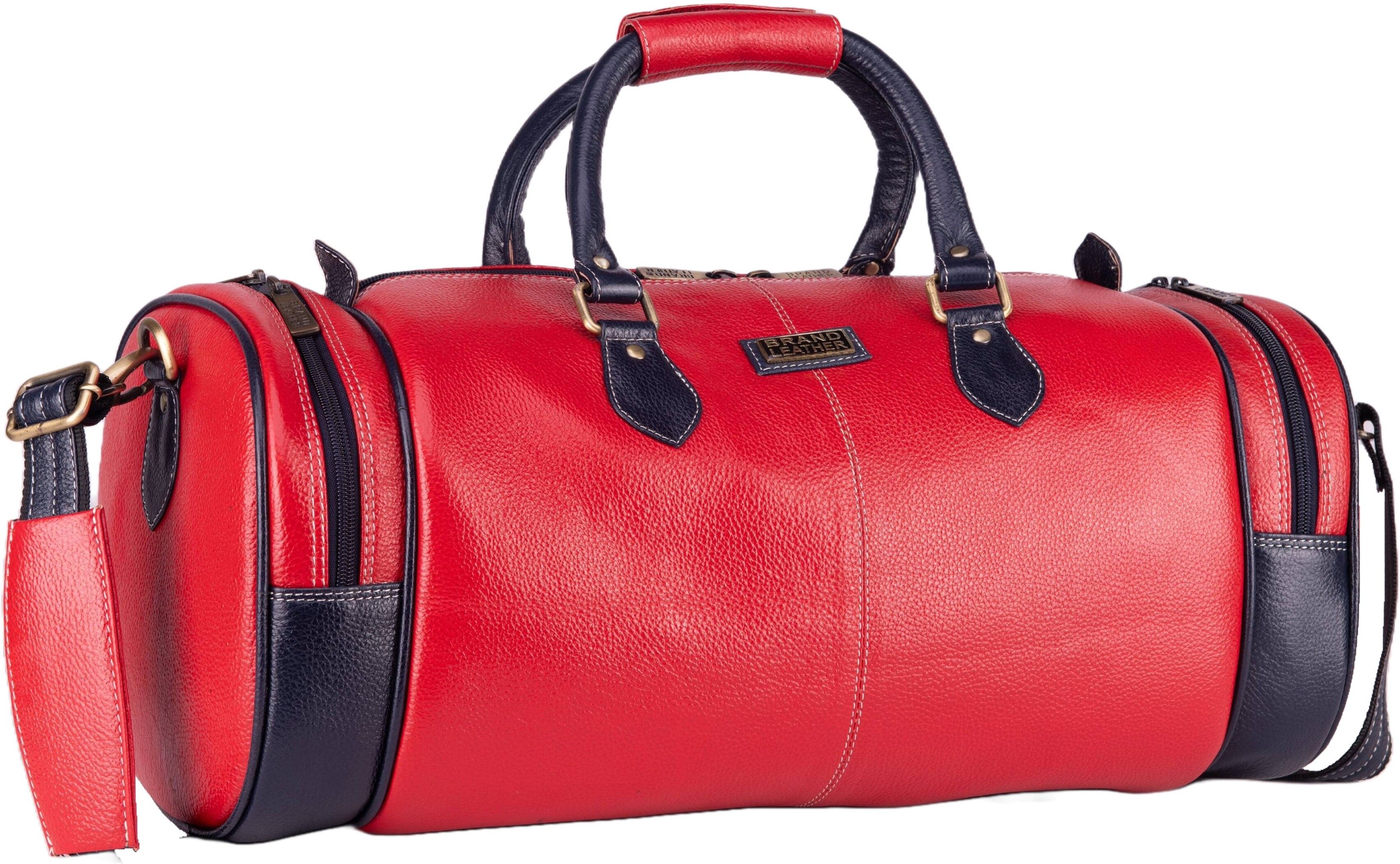 brand leather 55 L Gym Duffel Bag - Genuine Leather Travel Duffel Bag For Unisex - Red-picture-16
