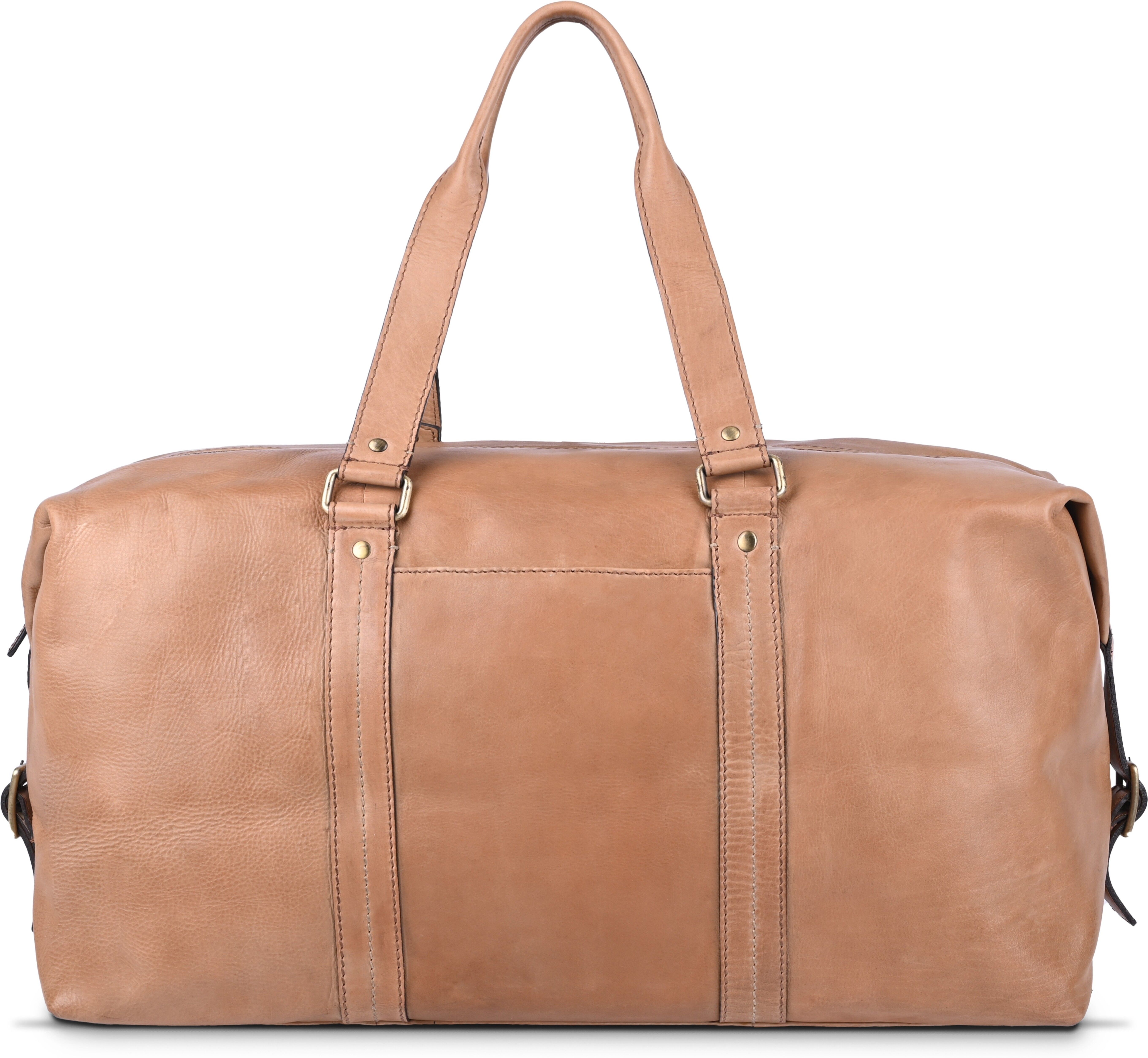 27 L Gym Duffel Bag - Genuine Leather Weekender Duffle Bag for Men & Women Cabin Travel Bag, Tan - Brown-image-16