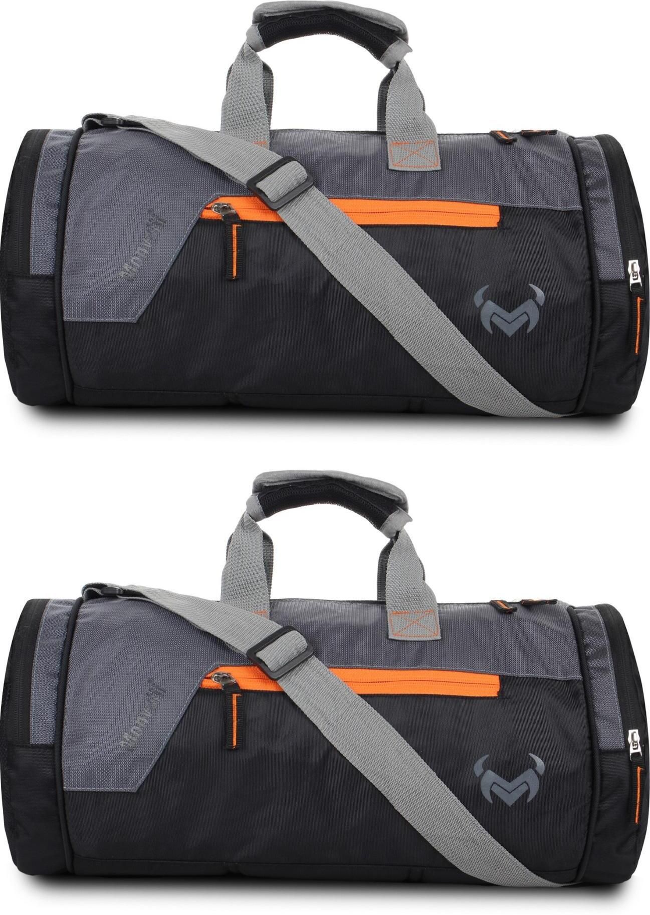 20 L Gym Duffel Bag - GYM DUFFLE BAG FOR INDOOR OUTDOOR SPORTS - Grey, Black, Grey, Black
