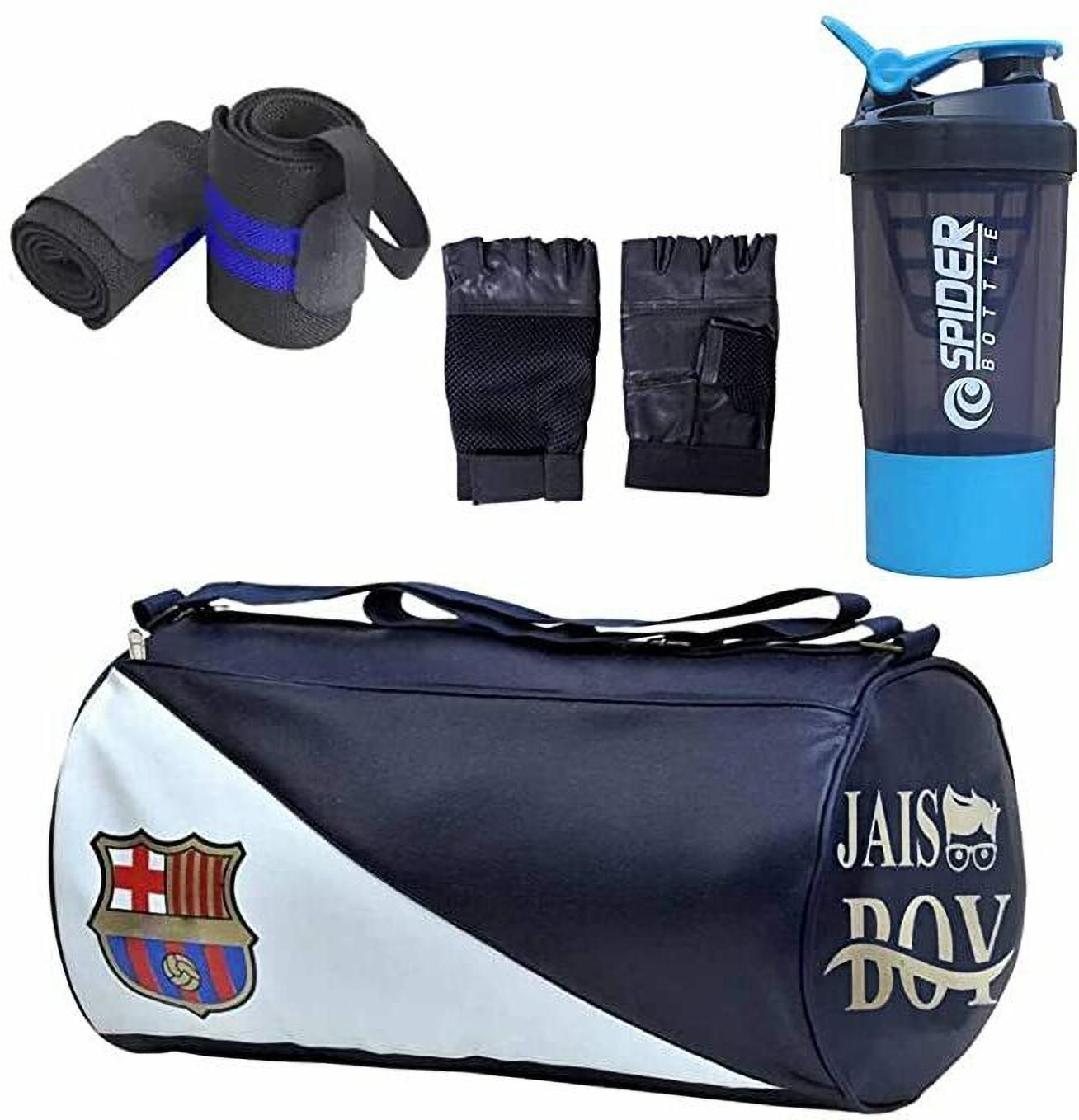 15 L Gym Duffel Bag - Blue Combo Set Gym Bag with Gym Gloves with Wrist Support Band and Shaker Bottle - Blue-image-36