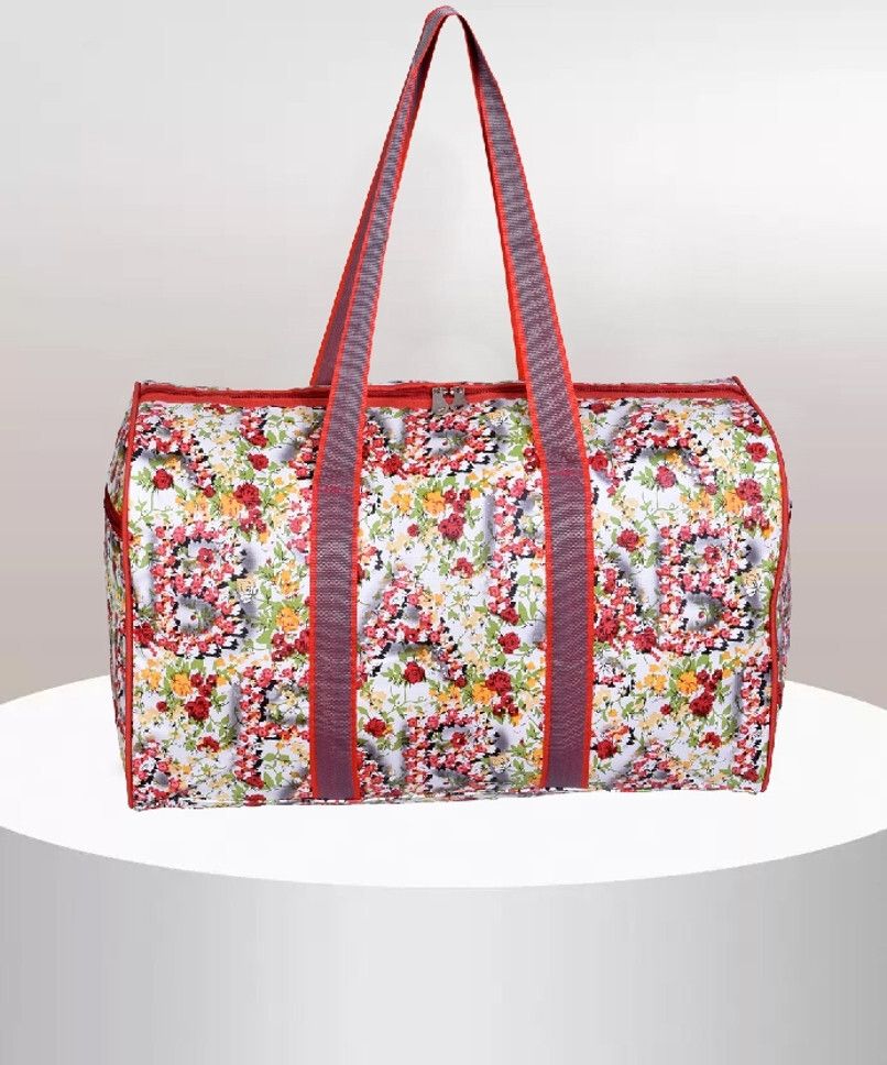 25 L Gym Duffel Bag - Flower Printed Travel Duffles - Red-image-39