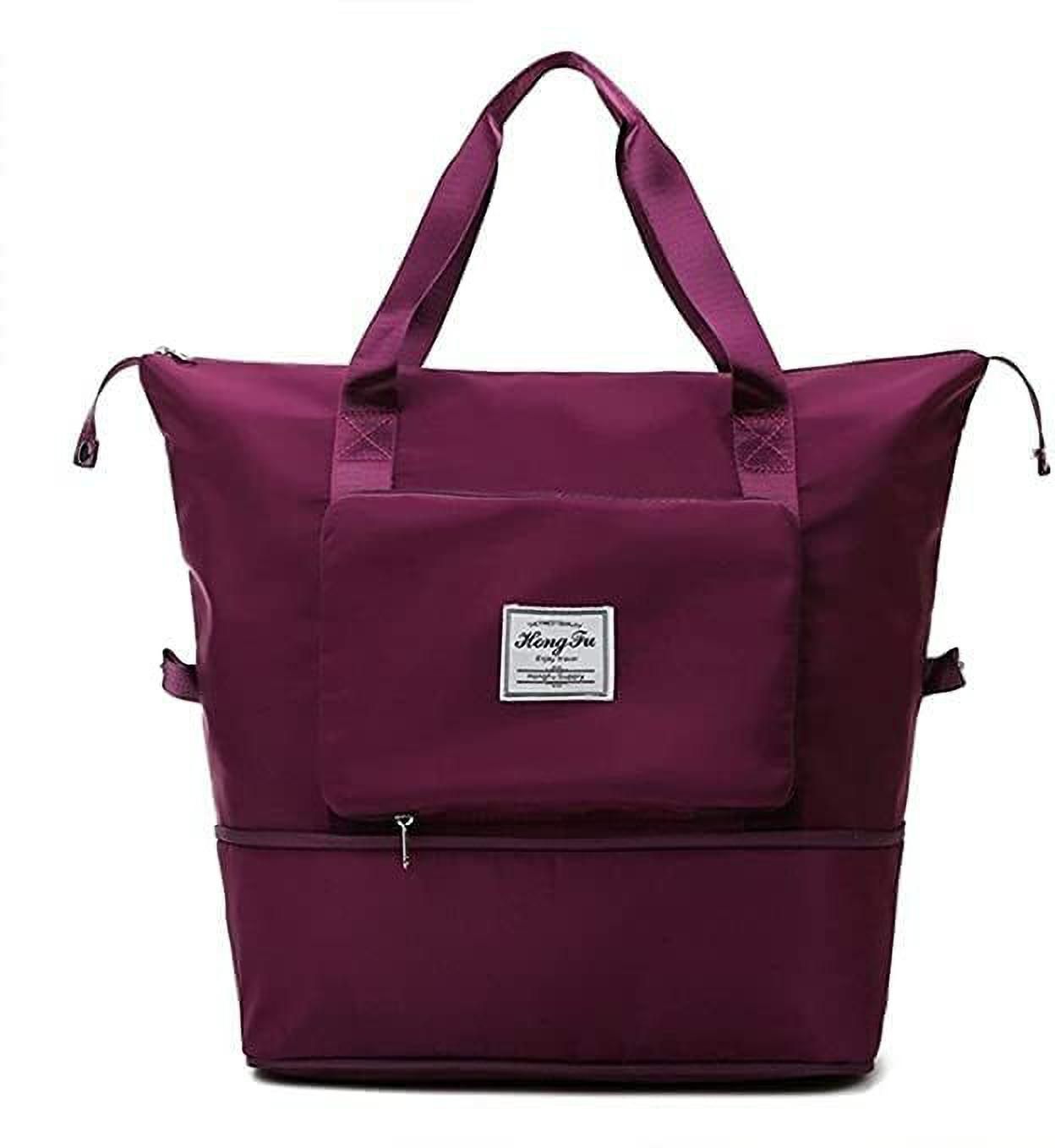 41 L Hand Duffel Bag - Nylon 41 L Pouch Duffle Bag For Men & Women(Dark purpla, 41 x 22 x 26 cm) - Purple - Large Capacity-image-36