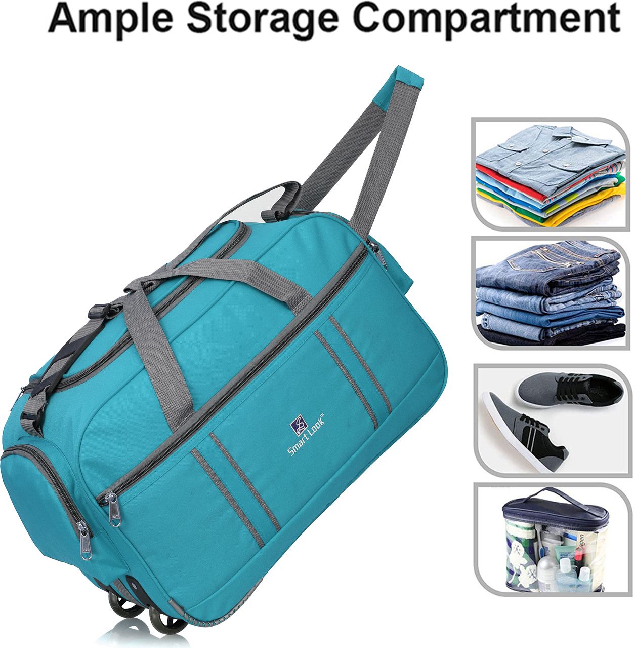 Duffel and luggage bag and travel bag-60L - (TBlue) - Large Capacity Small Travel Bag- FREE SIZE