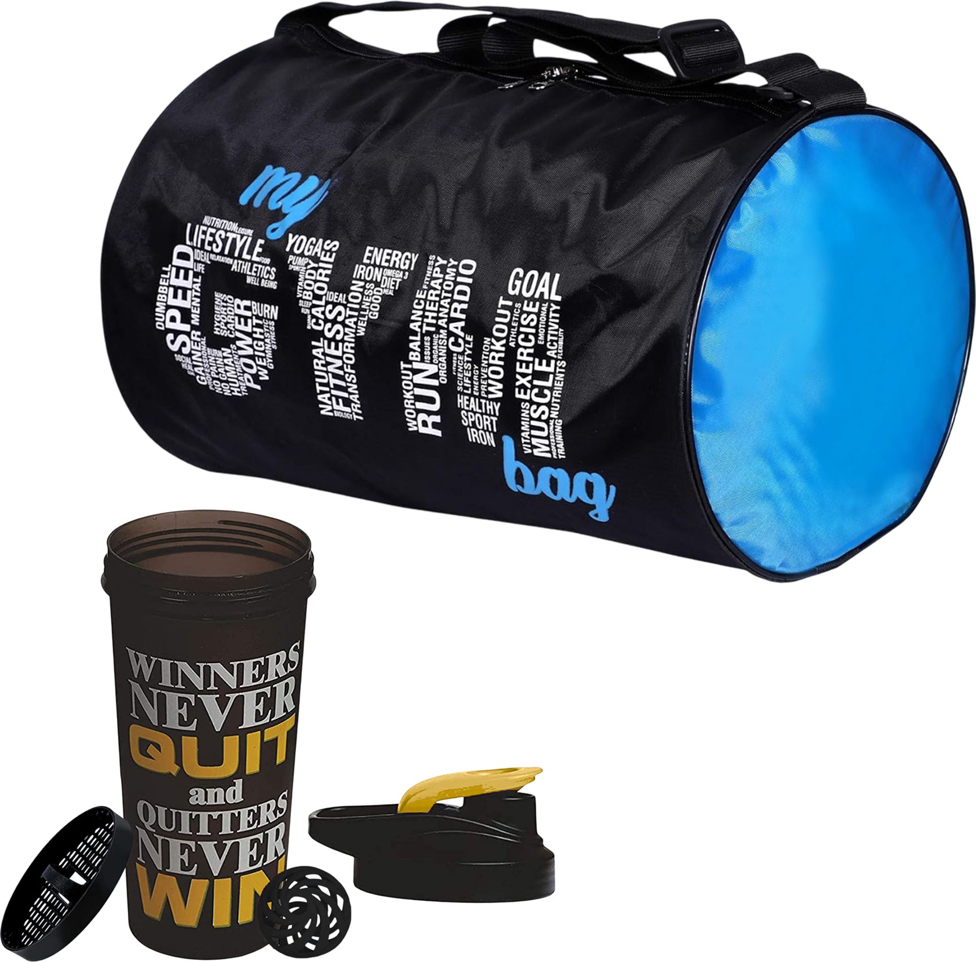fit focus 20 L Gym Duffel Bag - Premium Gym Bag and Shaker Combo|Adjustable Shoulder Strap|Protein Shaker Bottle - Yellow-picture-23