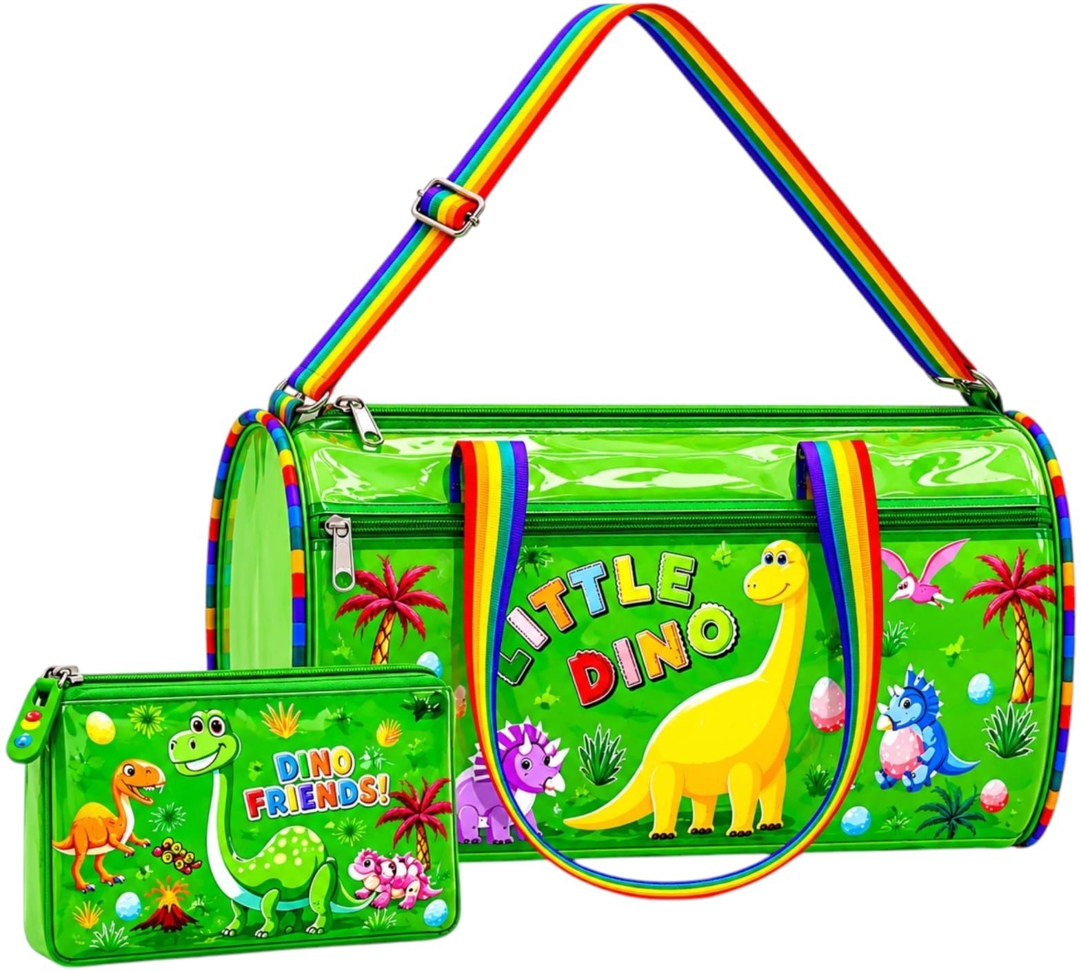 10 L Gym Duffel Bag - Cartoon Printed Travel Duffle Bag With Pouch, Waterproof Overnight Swimming Bag - Green-image-10