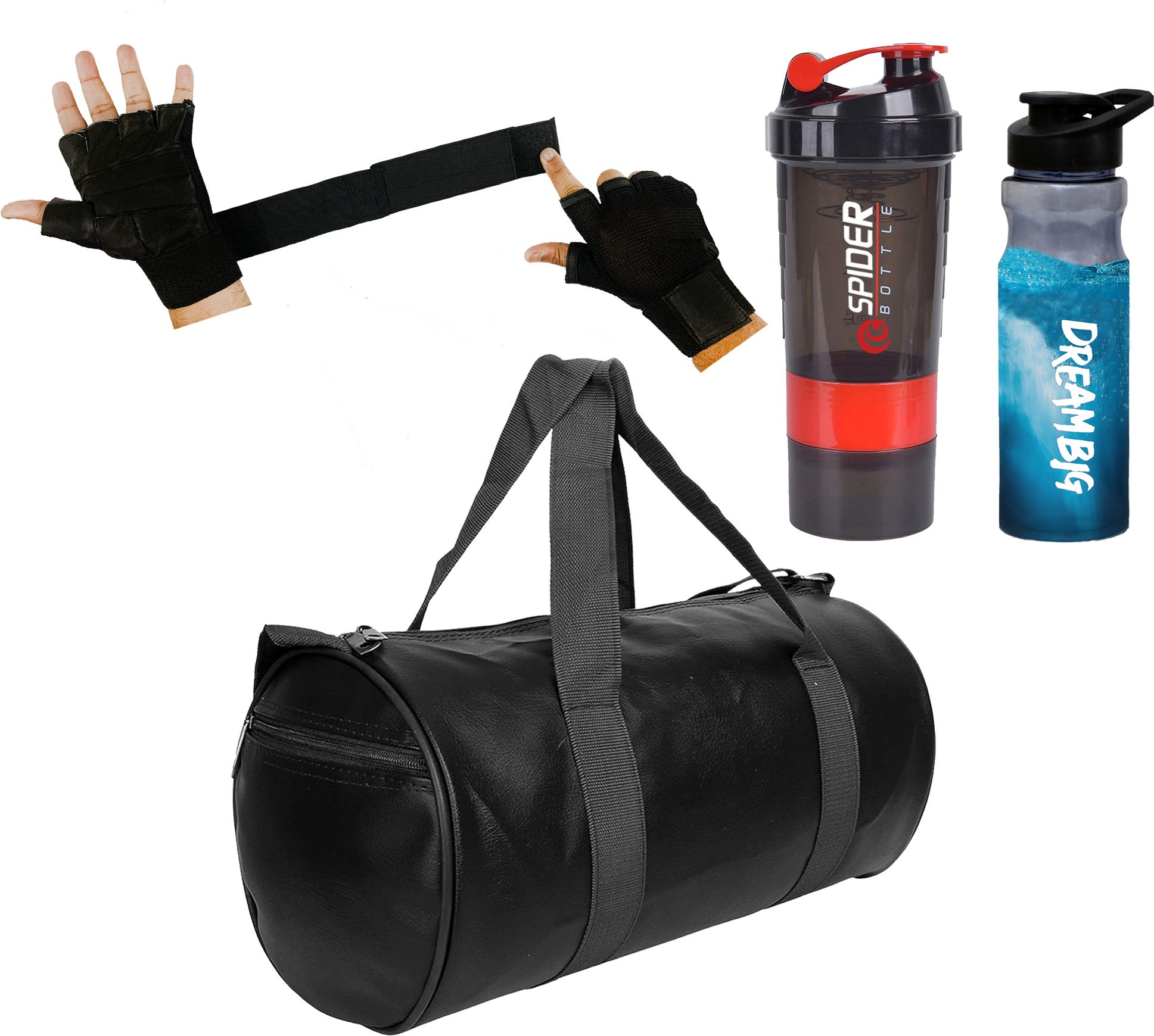20 L Gym Duffel Bag - Gym Duffle Bag Black Leather Bag Shaker Bottle Sipper Gym Gloves with Long Strap - Red, Black-image-41