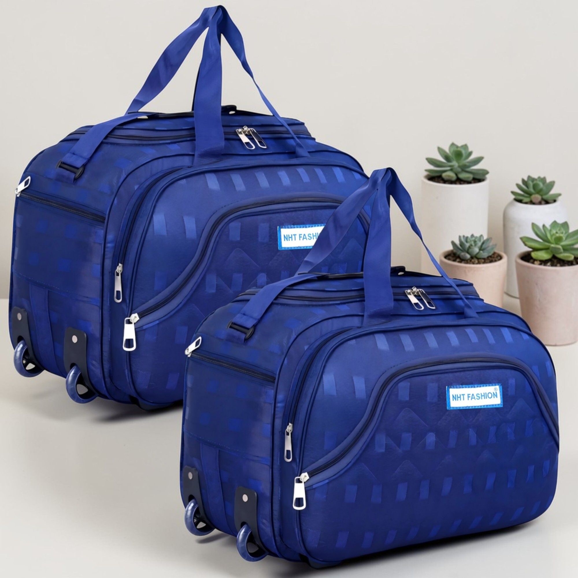 60 L Strolley Duffel Bag - Duffle bags combo 2 pack - Blue - Large Capacity-image-3