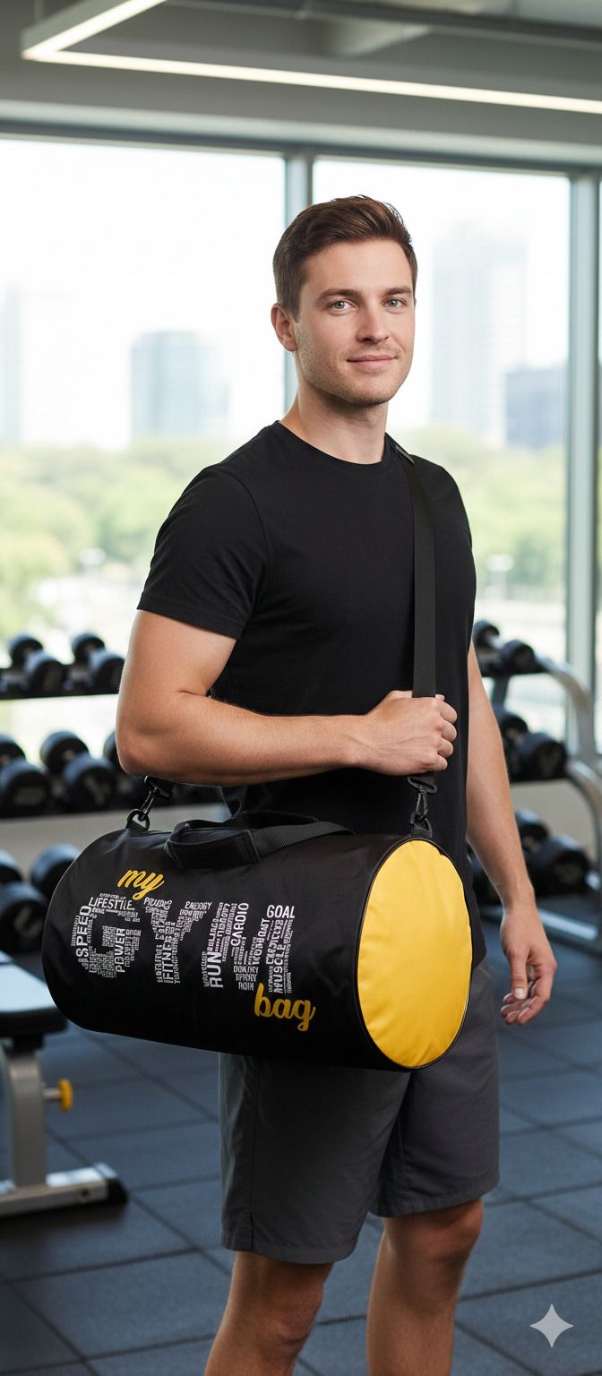 18 L Gym Duffel Bag - YELLOW BLACK DUFFEL BAG - Yellow, Black-image-2