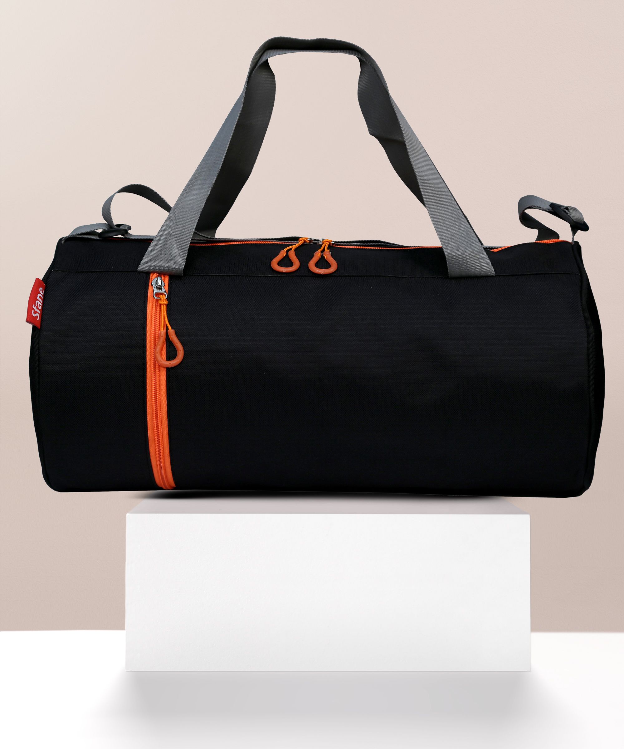 25 L Gym Duffel Bag - Trendy Men & Women Black Sports Duffel - Black, Orange-image-13