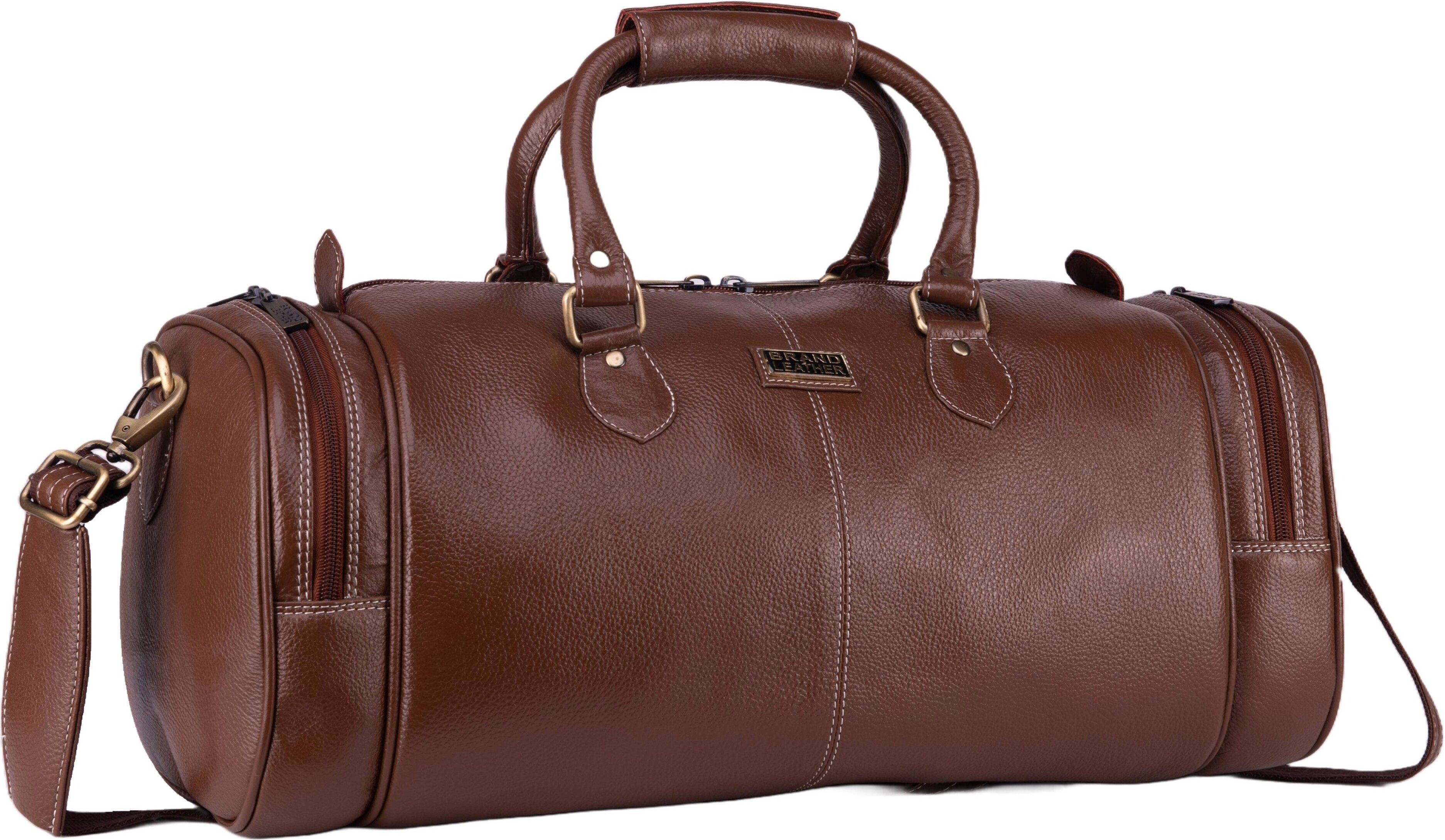 55 L Gym Duffel Bag - Genuine Leather Travel Duffel Bag For Unisex - Gold-image-1