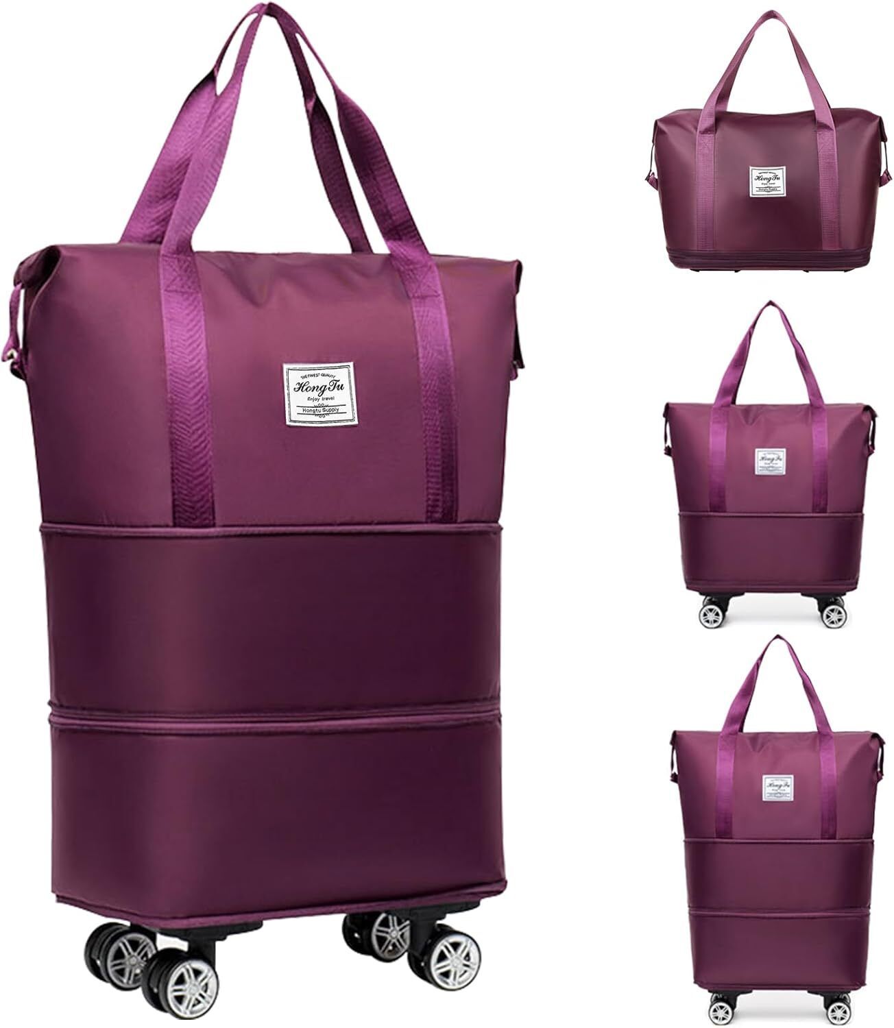 5 L Strolley Duffel Bag - Duffle Bag with Detachable Wheels Expandable Foldable Duffle Bag - Multicolor - Regular Capacity-image-30