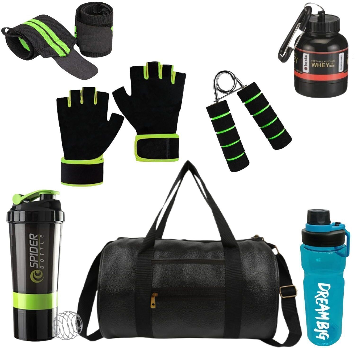cool indians 20 L Gym Duffel Bag - (2024 New) Gym Bag Combo Gym Accessories Combo Set for Men and Women (Pack of 7) - Green-picture-23