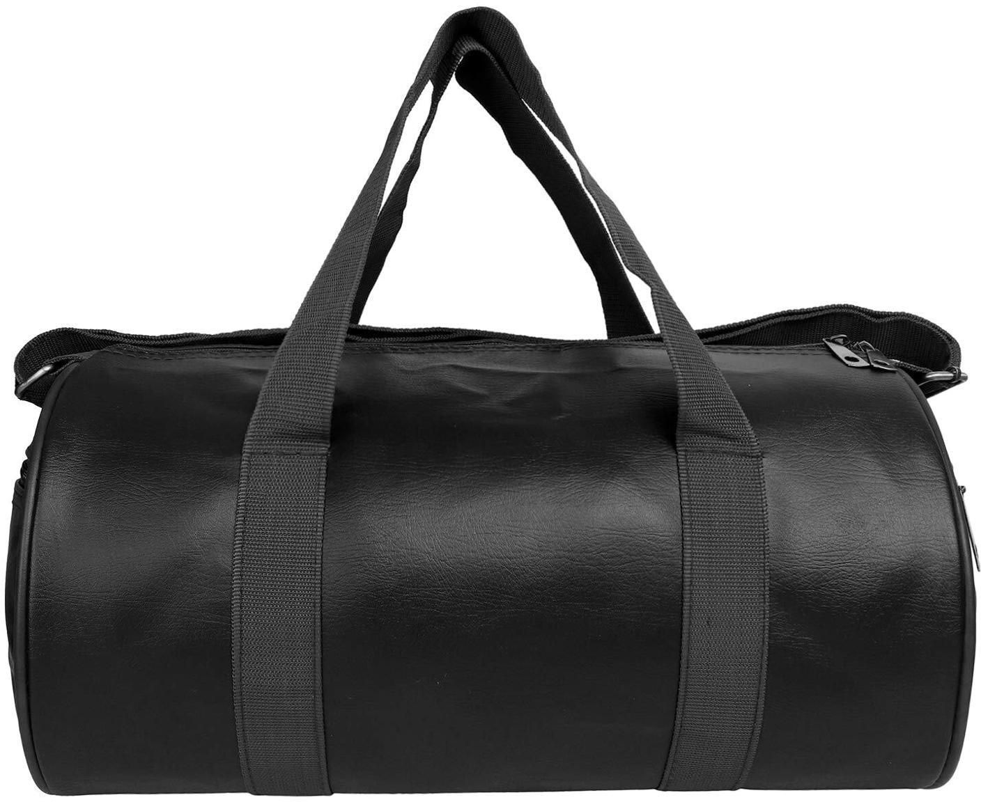 25 L Gym Duffel Bag - PU Leather Gym Duffel Bag | Shoulder Gym Bag | Sports and Travel Bag - Black-image-3